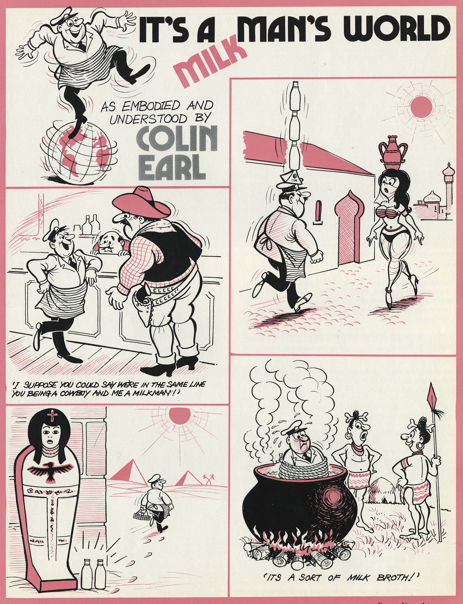 1971 Colin Earl cartoons on the theme of 'It's a man's world' (Express News Autumn )