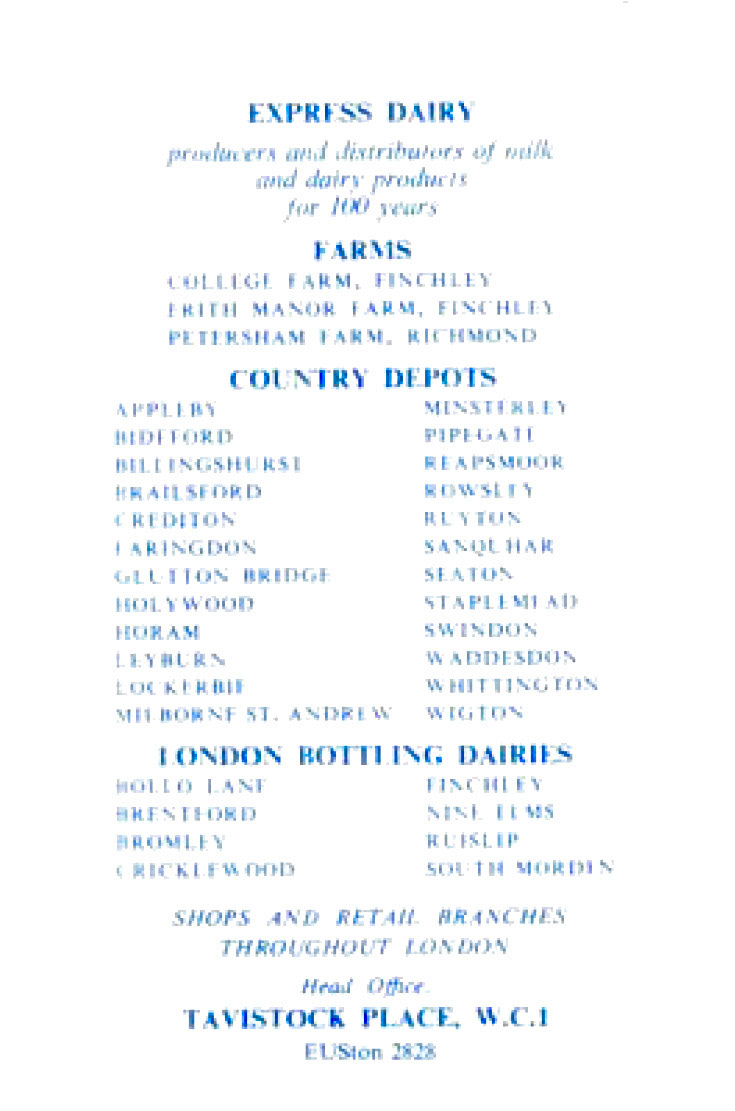 1963 customer leaflet 'The Story of MILK today'. 12 page customer leaflet, list of Depots. (Courtesy Mark Hudson)