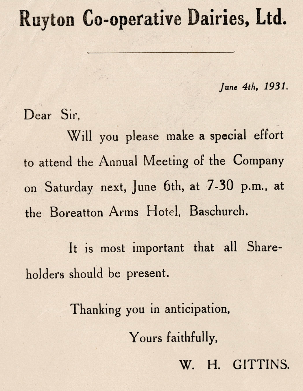 1931 notice to shareholders to attend the Annual Meeting