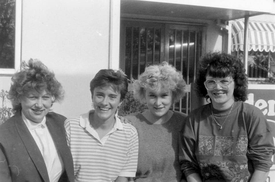 1980's Staplemead Marianne Haines, Angela Mowat, Becky Linsdell, Paula Lapham (Courtesy Angela Mowat)