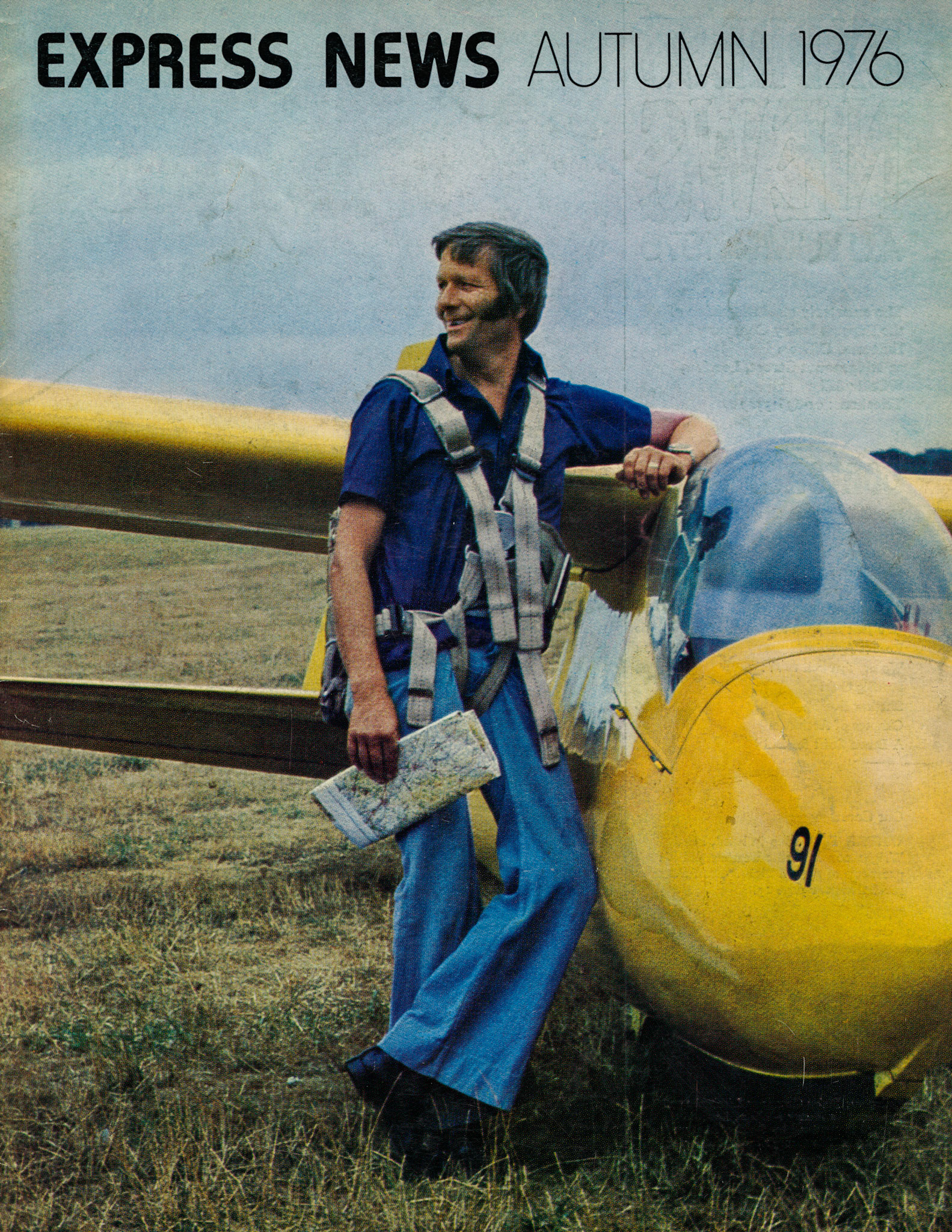 1976 Frank Wright, rounds manager at Richmond, tries a trip in a glider at Lasham airfield, Hampshire