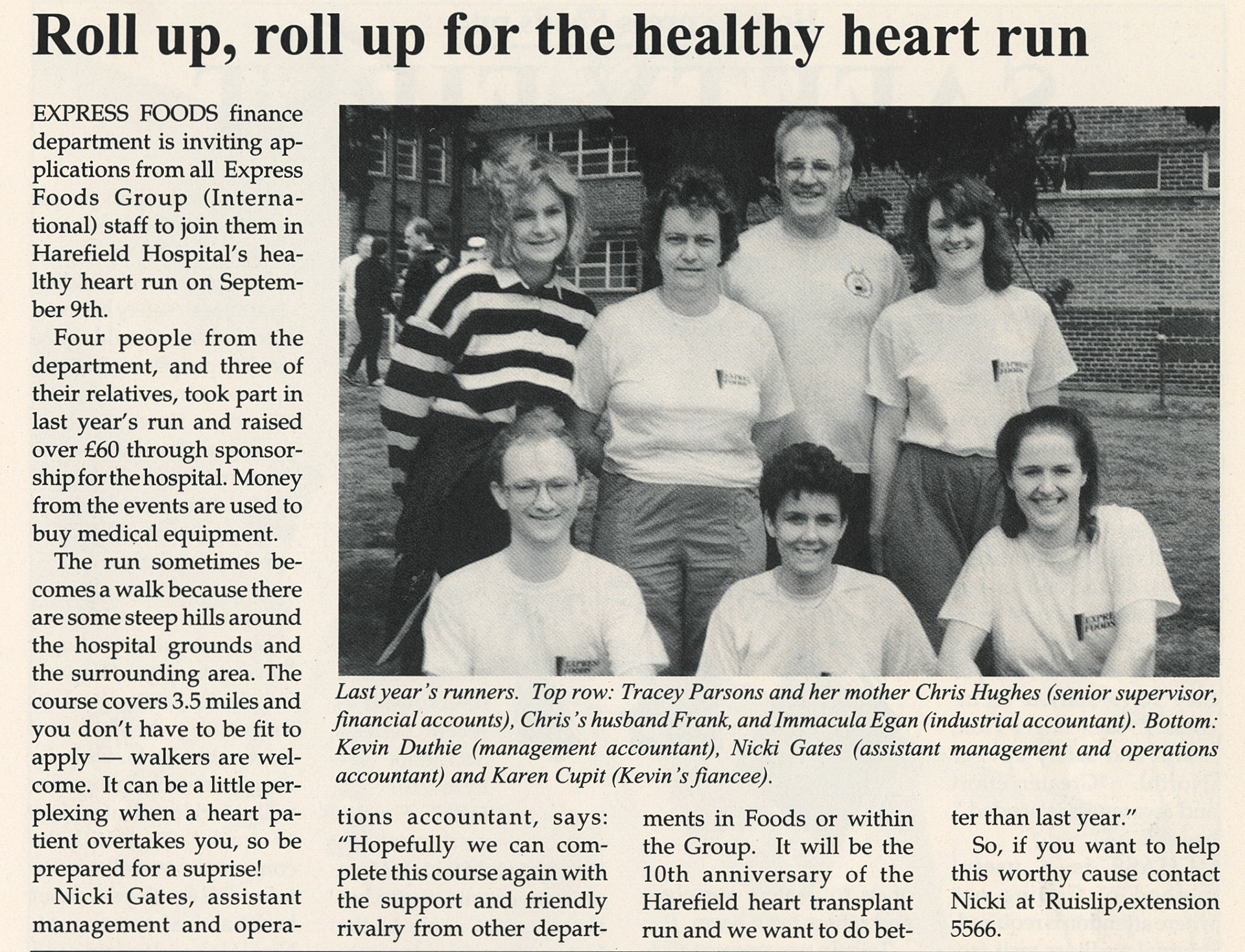 1990 - Staff from the Ruislip Finance Dept run for charity