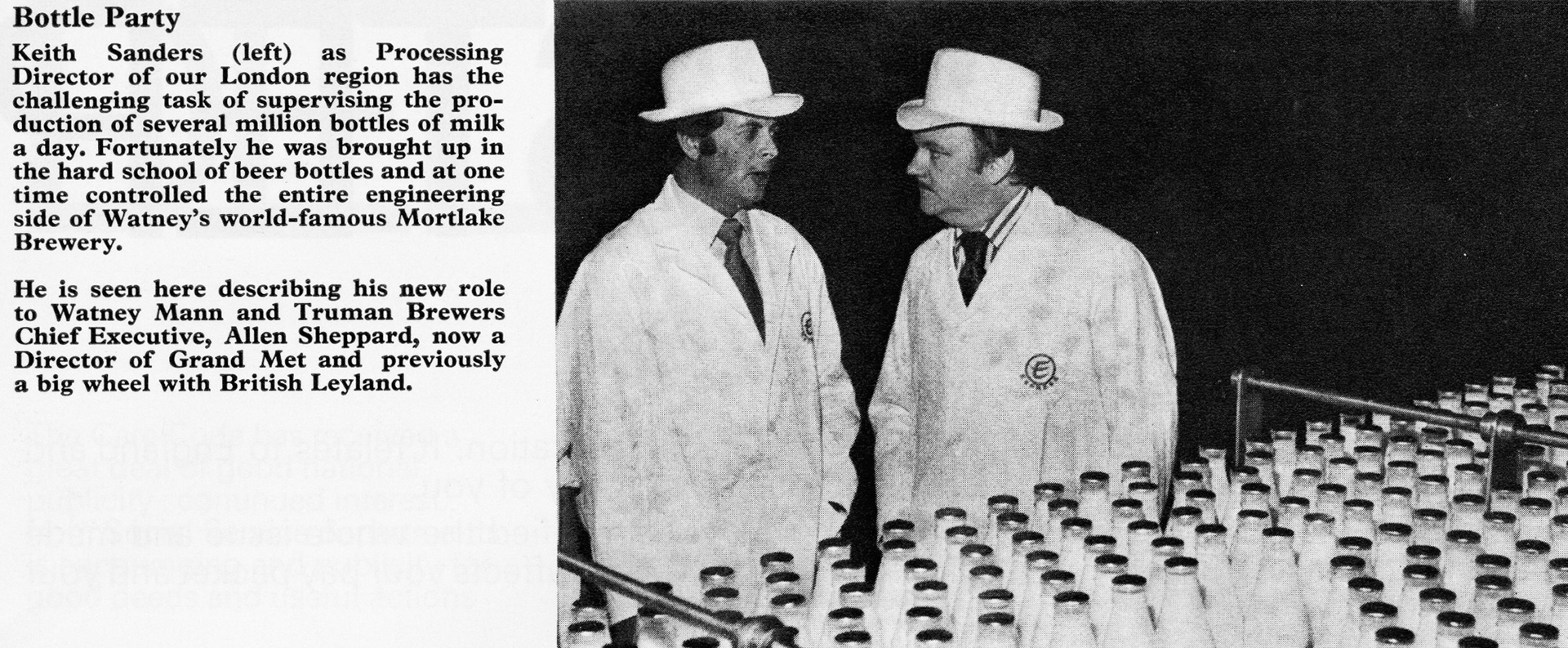 1976 KEITH SANDERS with ALLEN SHEPPARD (Processing Director Keith Sanders with Allen Sheppard of Grand Met)