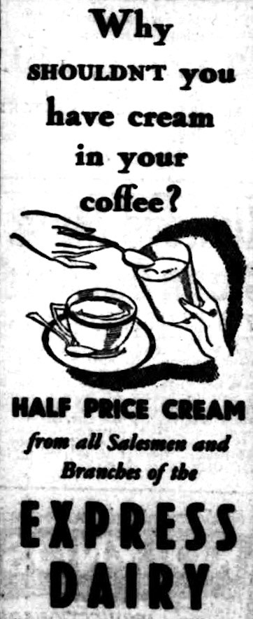 1935 Express Dairy advert in Lewisham Borough News - Tuesday 12 February (Courtesy of THE BRITISH LIBRARY BOARD)