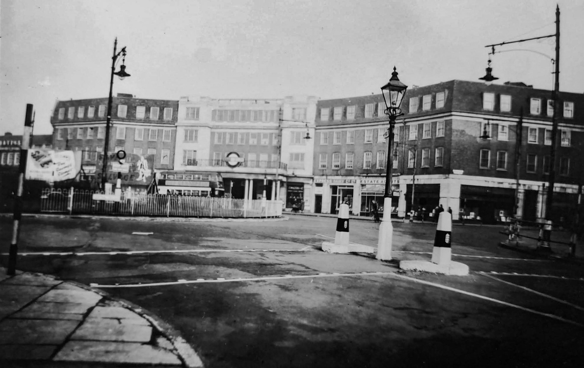 1945 Hendon Central. Gill Barr comments "The Express Dairy was my go to for a sandwich at lunchtime in 1966." Karen Dillon comments "I worked at Express Dairy, my first boyfriend worked at Malfonte Menswear along the road, I bought a record at the record shop a few doors down every week and had lunch/coffee at the little cafe - happy days." Karen Sorflaten adds "So good to see Hendon Central as I remember it, my mum and me used to walk to the Express each Saturday to do our shopping, it was then to the wool shop around the corner opposite the cinema xx". Anita Pearce remembers "I lived in Longfield Avenue, off Page Street. My mother used to go to Express to buy dairy products etc, passing over our ration books in order to show that we had already received items for that period.". Hugh Powell adds "We lived in Tithe Walk, turning just off Page Street. This was when the "Watford Way " was just a normal road you could cross if you looked both ways. Then came the central reservation, pedestrian underpass, and later on the flyover. I can remember often going to the dairy shop with the horses used for the milk round. Life was simple 80 years ago." (Courtesy Colin G Cutforth)