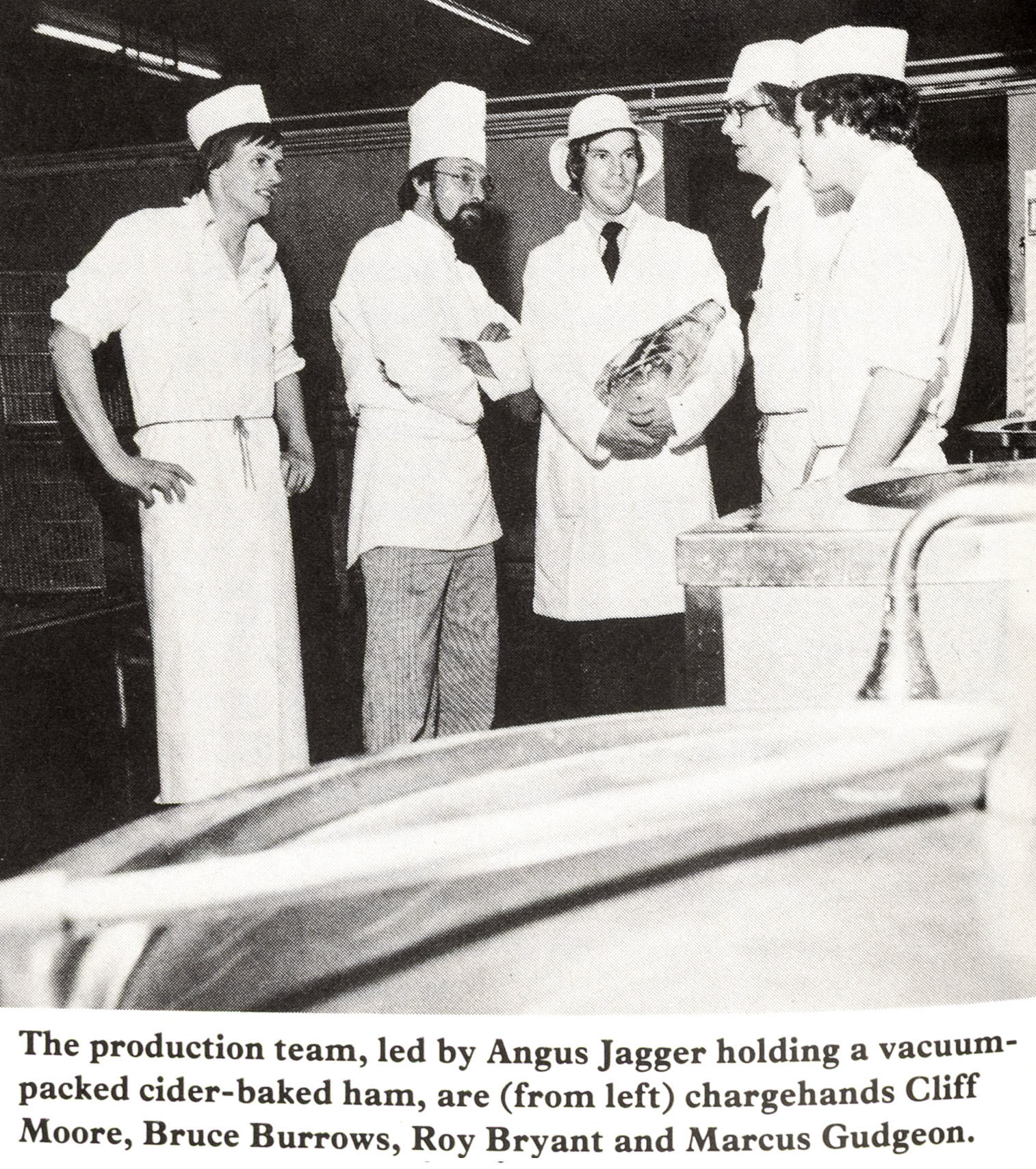 1979 Littleglade production team-Angus Jagger with chargehands Cliff Moore, Bruce Burrows, Roy Bryant and Marcus Gudgeon. (Express News Autumn)