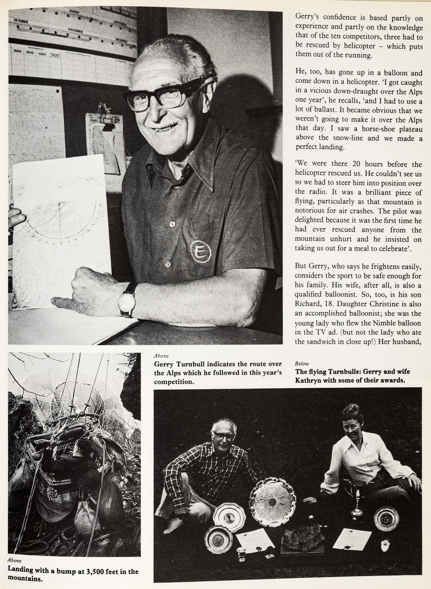1979 Mill Hill yardman Gerry Turnbull flies at 16000 feet over the Rhone Valley. (Express News Autumn)