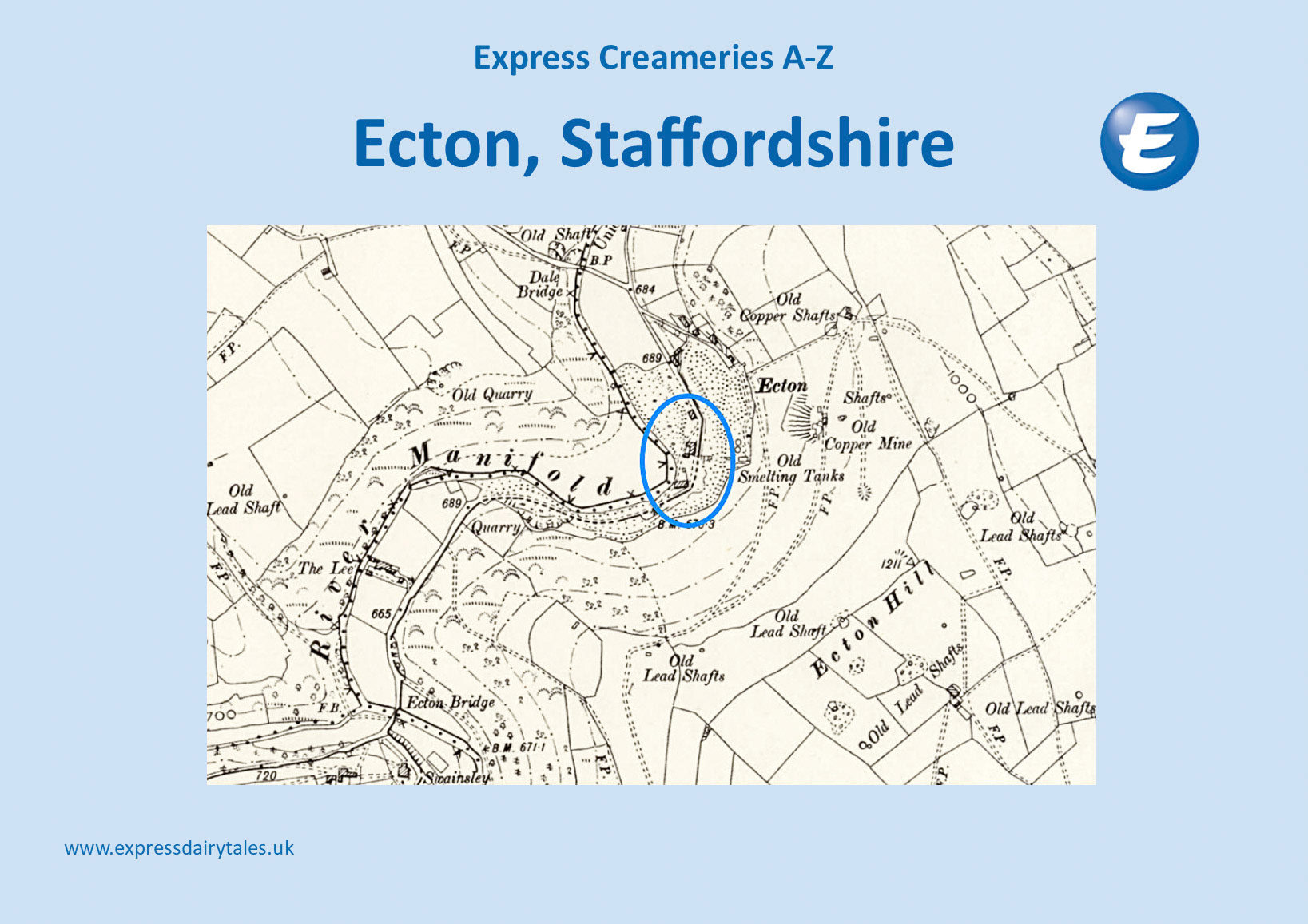 Ecton Creamery location kindly provided by Alan Salt