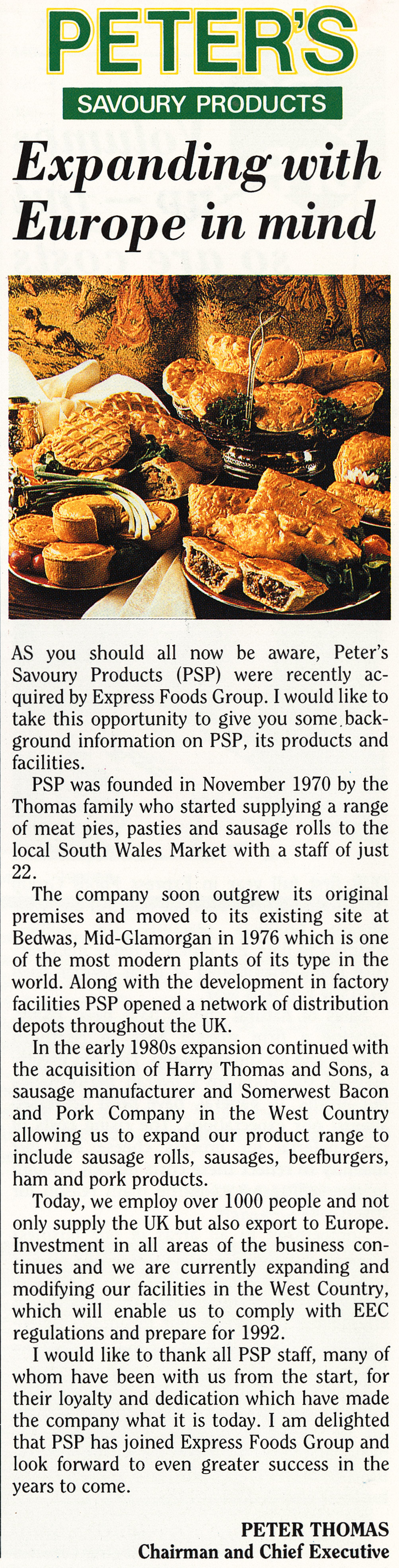 1989 Peter's Savoury Products from Express Foods Group (International) Annual Report to Employees