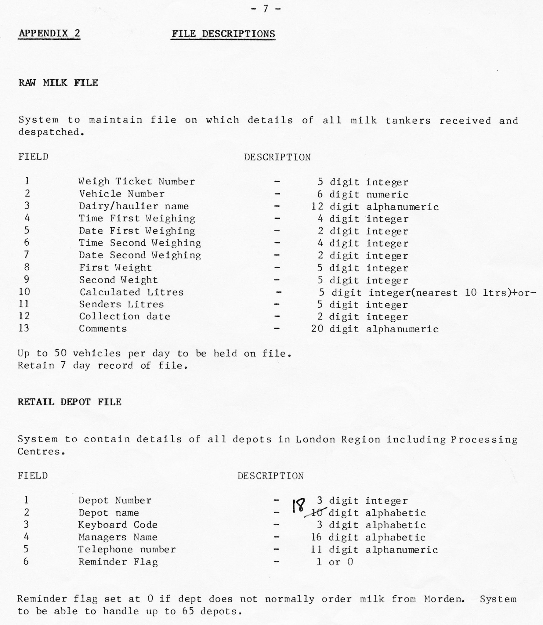 1982 South Morden Weighbridge Computer System Description