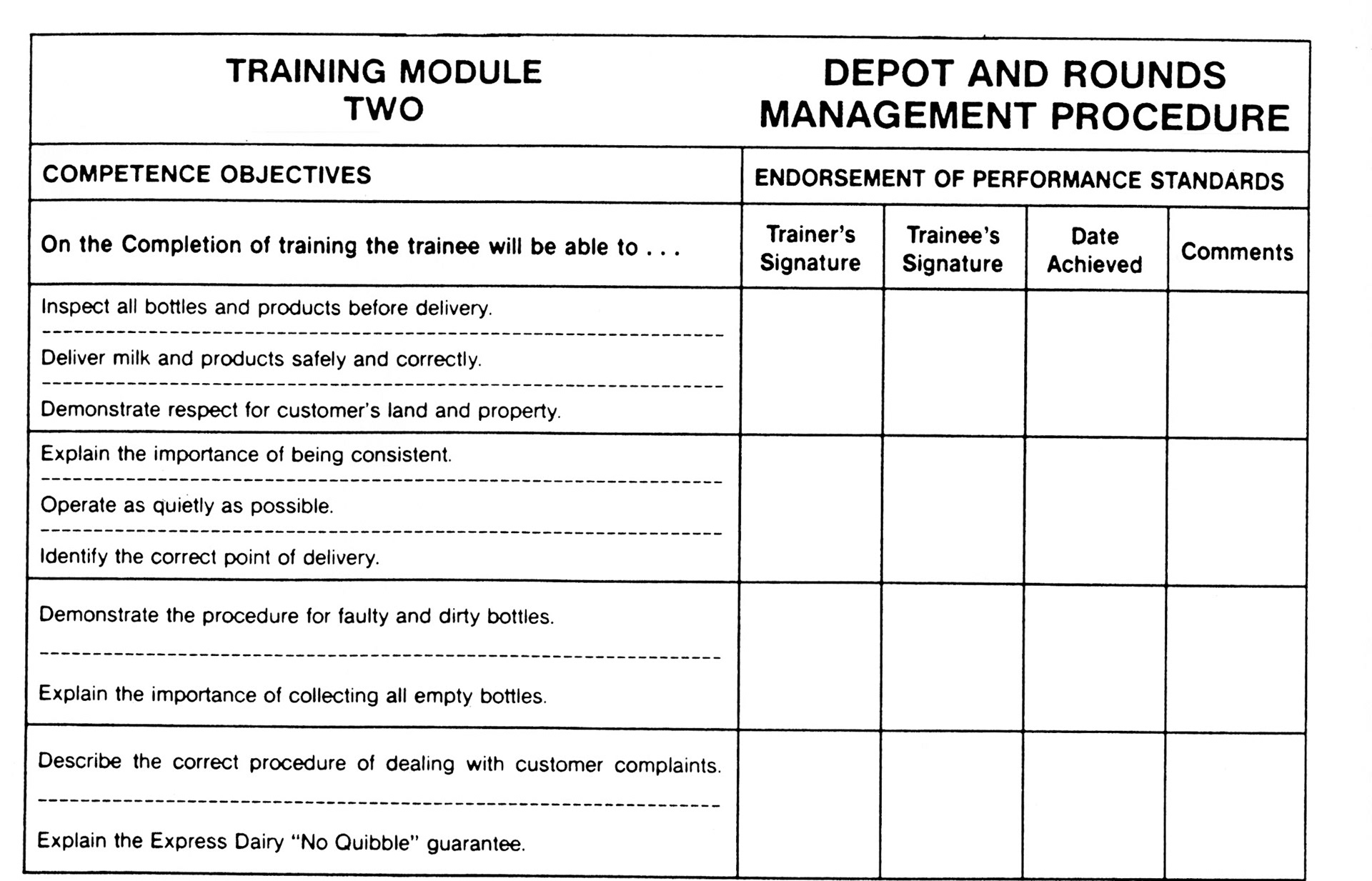 1990's Express/ Dale Farm Rounds Training Manual (Express Dairy Tales)