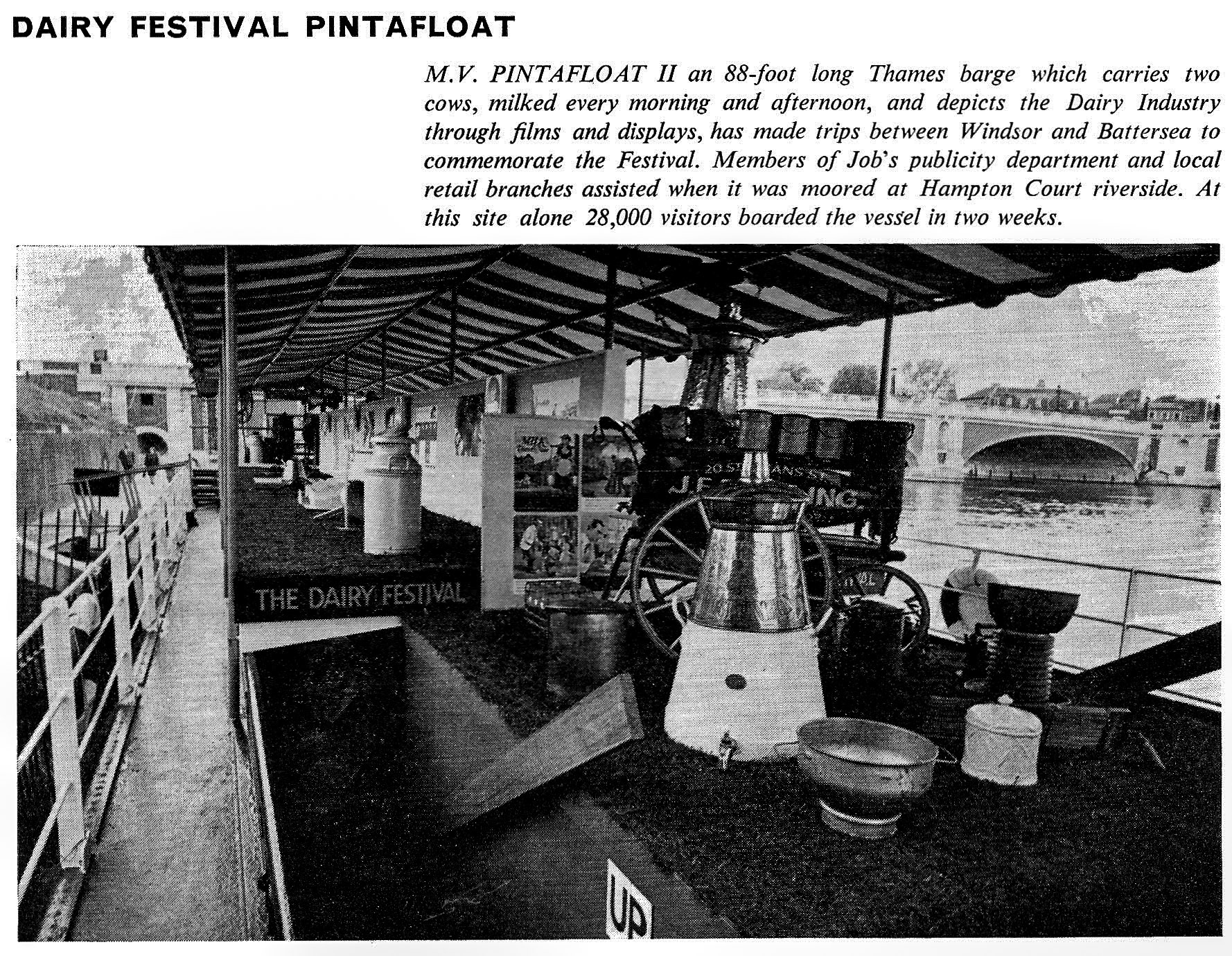 1967 Dairy Festival 'Pintafloat II' at Hampton Court. (Courtesy Roberts Foundation, Book of Job)