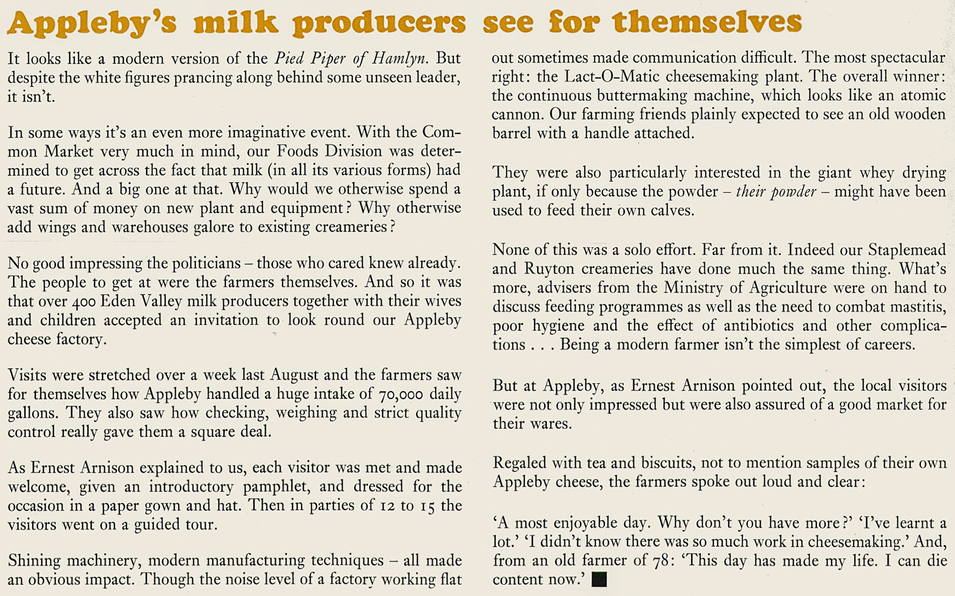 1972 Appleby Creamery welcomes its milk producers. (Express News Christmas)