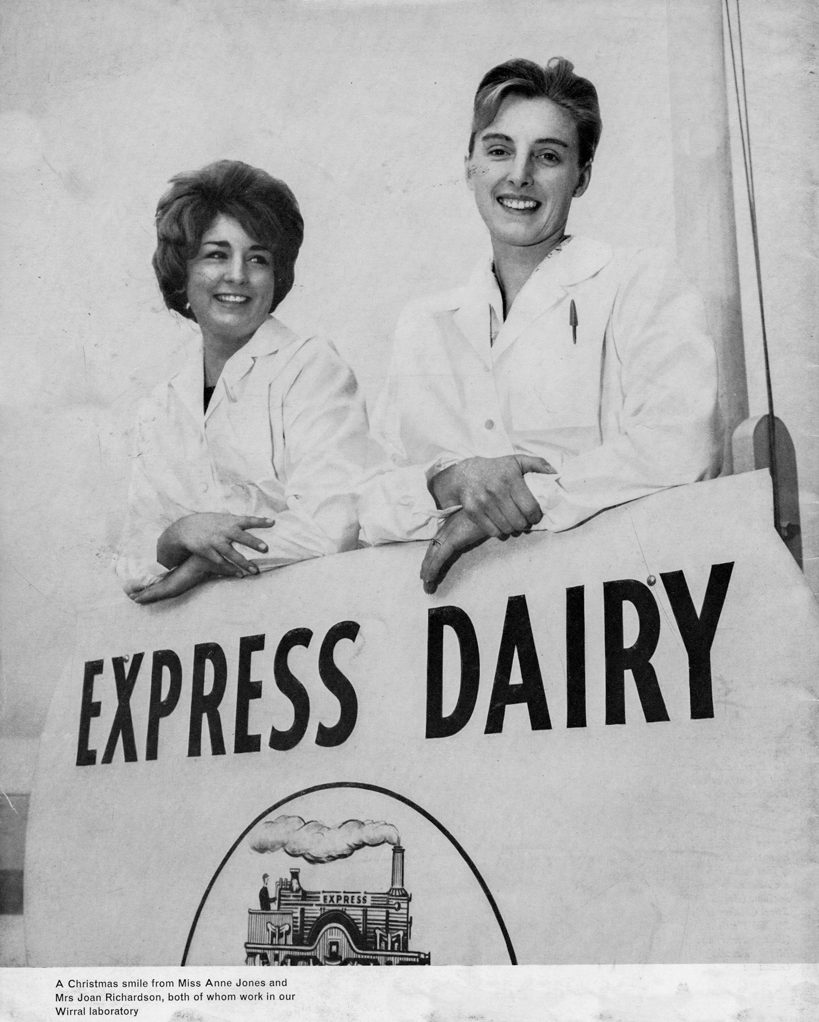 1962 Wirral- A Christmas smile from Miss Anne Jones &amp; Mrs Joan Richardson in the Wirral Laboratory