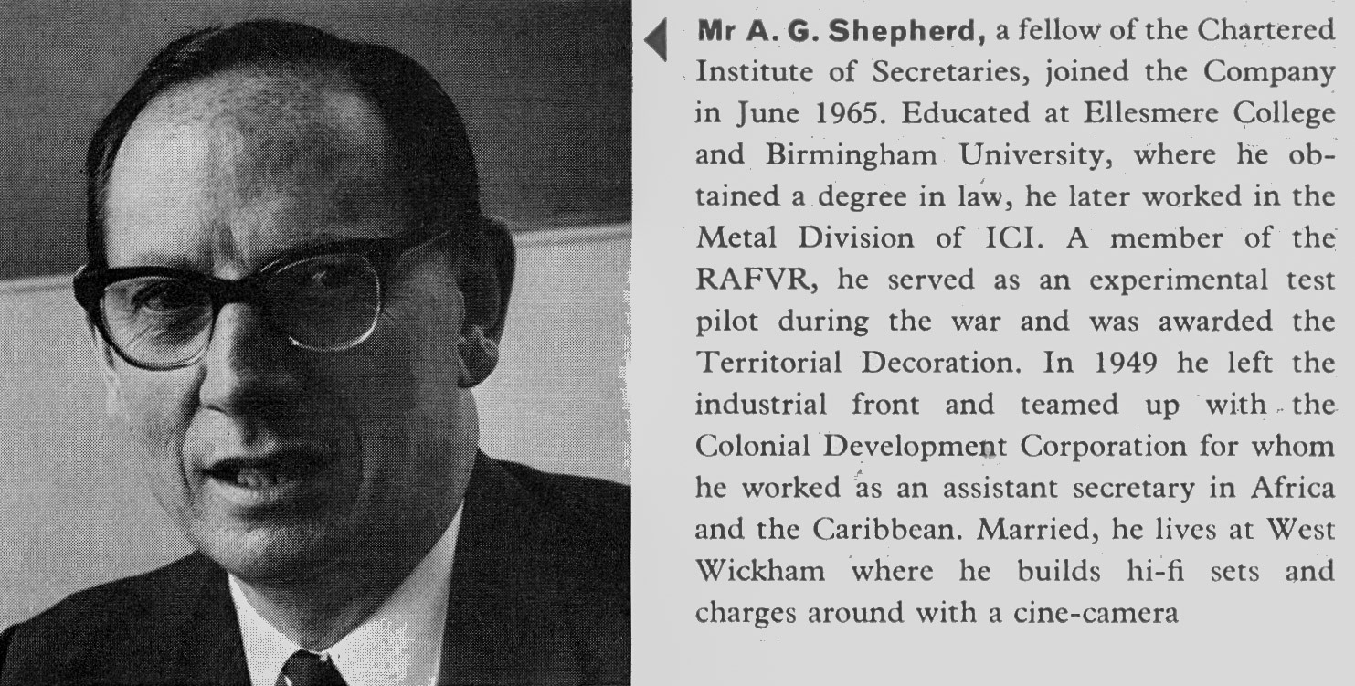 1966 Mr A. G. Shepherd joins Express as Company Assistant Secretary.  (Express News Summer 1966)