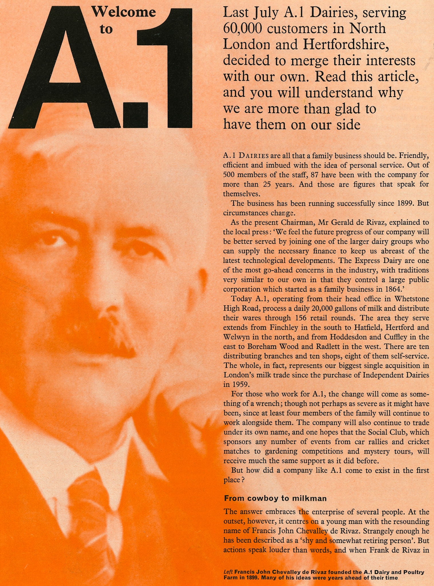 1967 A1 Dairies, with 60,000 customers in North London and Herfordshire, joins Express