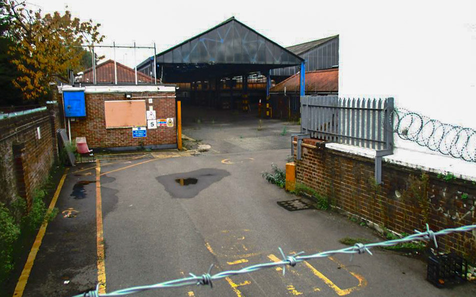 2015 Hillingdon Depot after closure. Chris Austen comments "I had my North London office there in late 70s early 80s!". Gary Page adds "I worked here for ten years on maintenance; my workshop was at the end of the yard. I helped close it-real sorry sight to see."  Beryl Purslove adds "Hillingdon Depot is now a block of very nice flats and is called 'The Dairy', which I am very pleased about." (Courtesy Paul Smith)