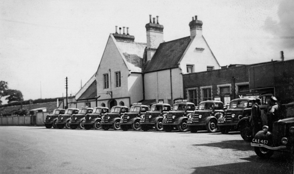 1950's Churn Lorries line up at Seaton Junction (Courtesy Keith Sweetland)