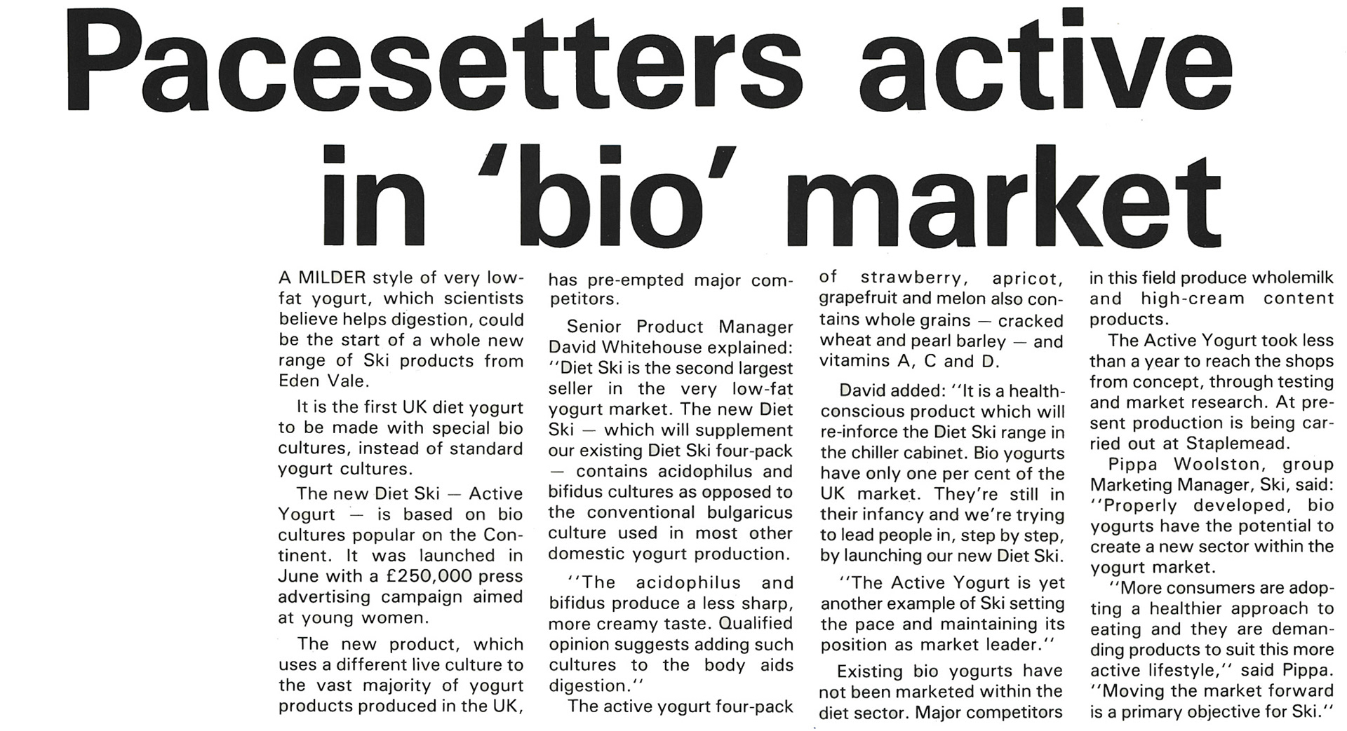 1989 Diet Ski - Active Yogurt launched