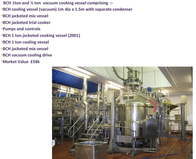 2012 Minsterley: Desserts Processing Equipment-BCH 1 ton and ½ ton Cooker.  (Greencore Asset Sale on purchase by Muller, Courtesy Paul Bloor)