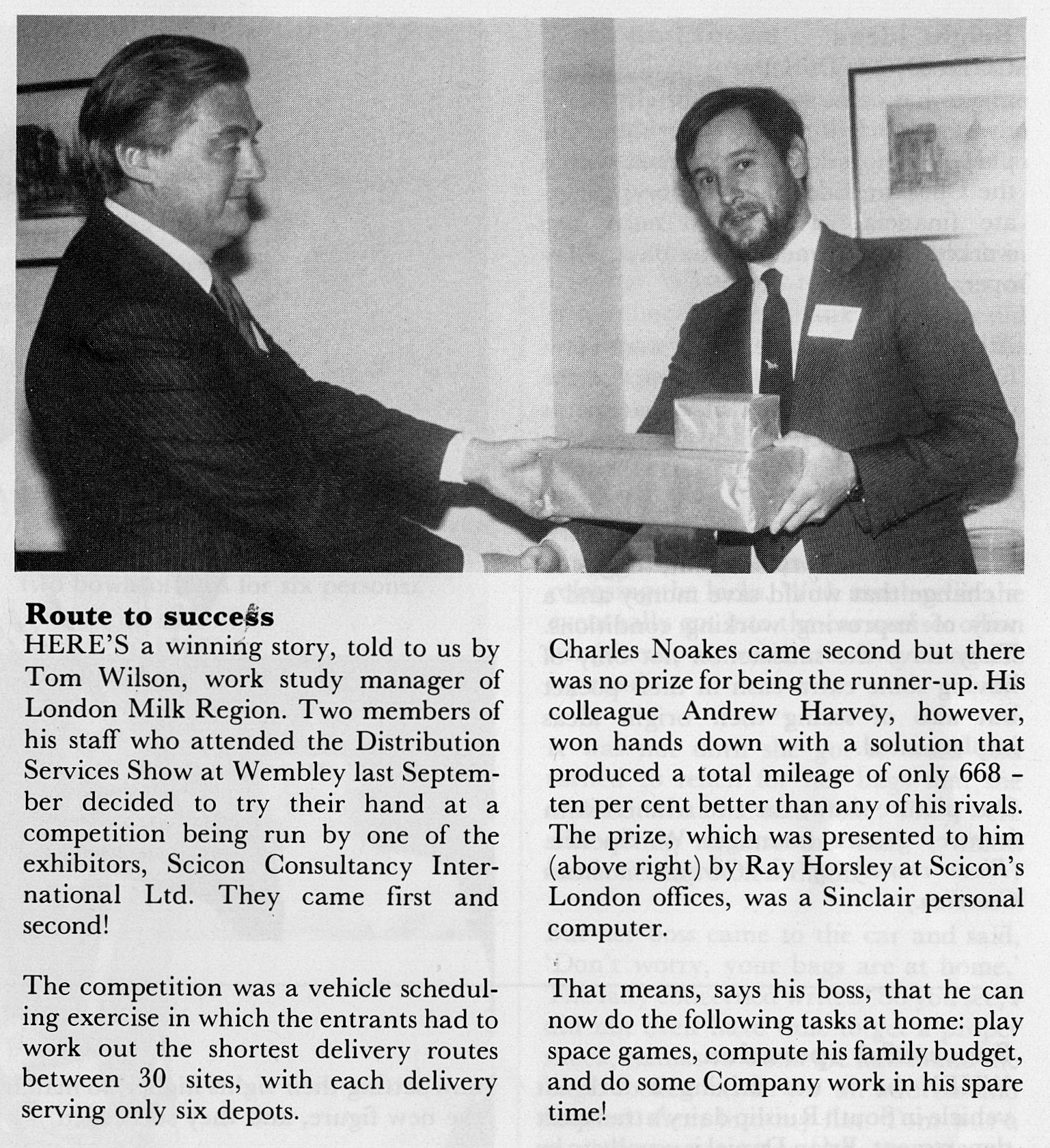 1982 Work Study success - Andrew Harvey