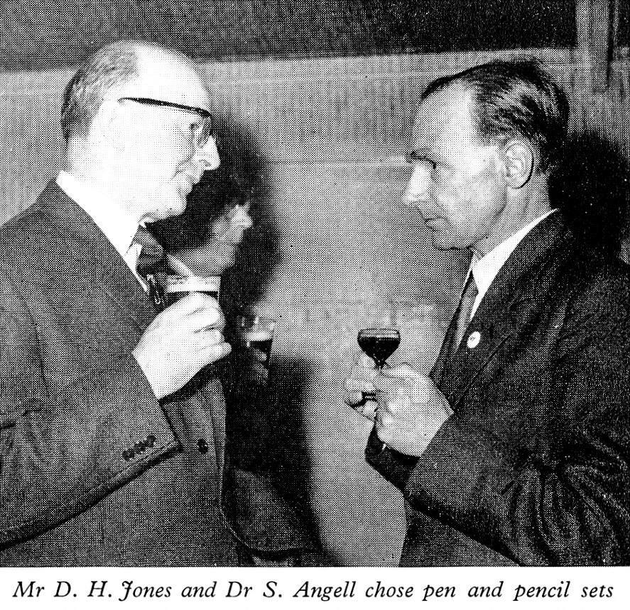 1961 Long Service Dinner at The Grapes Hotel, Shrewsbury, with Mr D.H. Jones (Minsterley) and Dr S. Angell (Minsterley). (LSA Annual Review)
