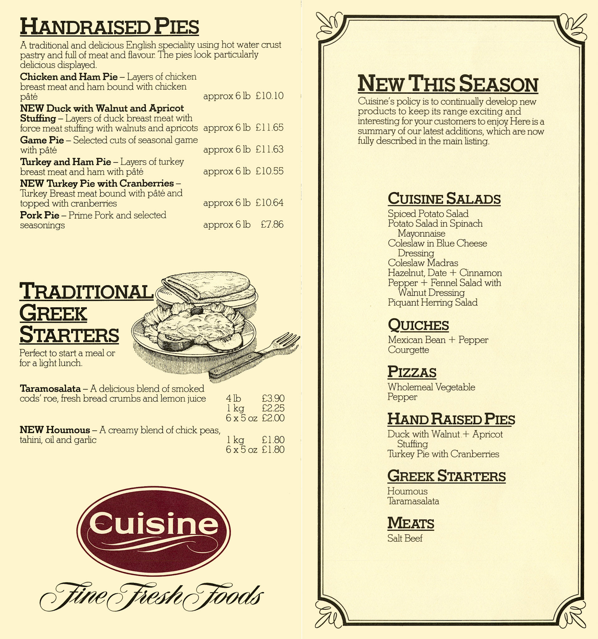 1982 Cuisine Price List (9th August) incorporating Littleglade and Norfolk Smokehouses (Courtesy John Southwell)