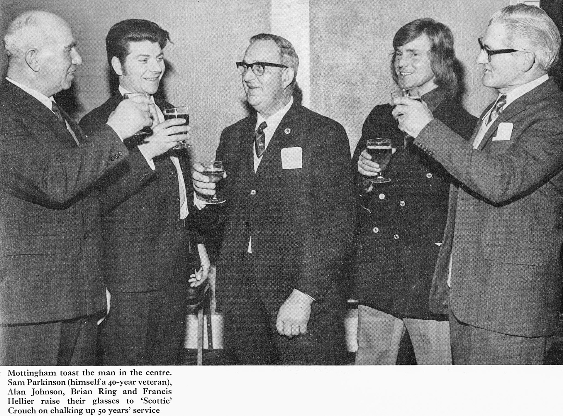 1973 Mottingham milkman Sam Parkinson receives a toast after 50 years service. (Express News Spring)