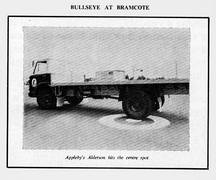 1970 Bramcote Driver of the Year Competition, Iain Dargue comments "Appleby’s 'Alderson' referred to on the photograph would be the late Bruce Alderson, who after leaving Express went on to join the family haulage business. I myself worked for both Express and Alderson’s." (Express News Christmas 1970, marking the last edition of 'Fleet Flash' magazine)