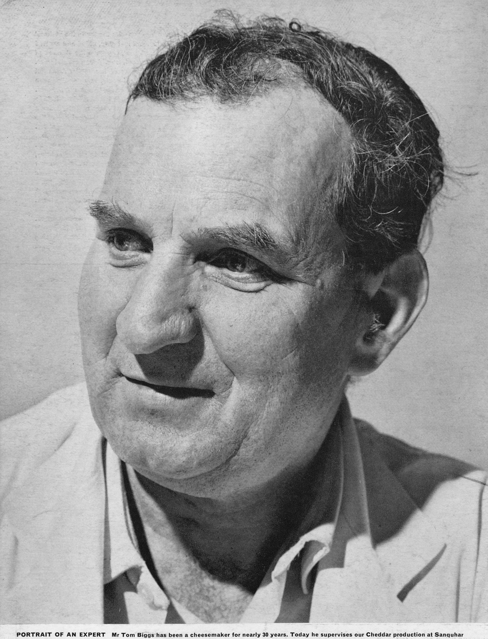 Express News Autumn 1967 Back Cover. Mr Tom Biggs was a cheesemaker since 1938 years, and supervised the Cheddar production at Sanquhar.