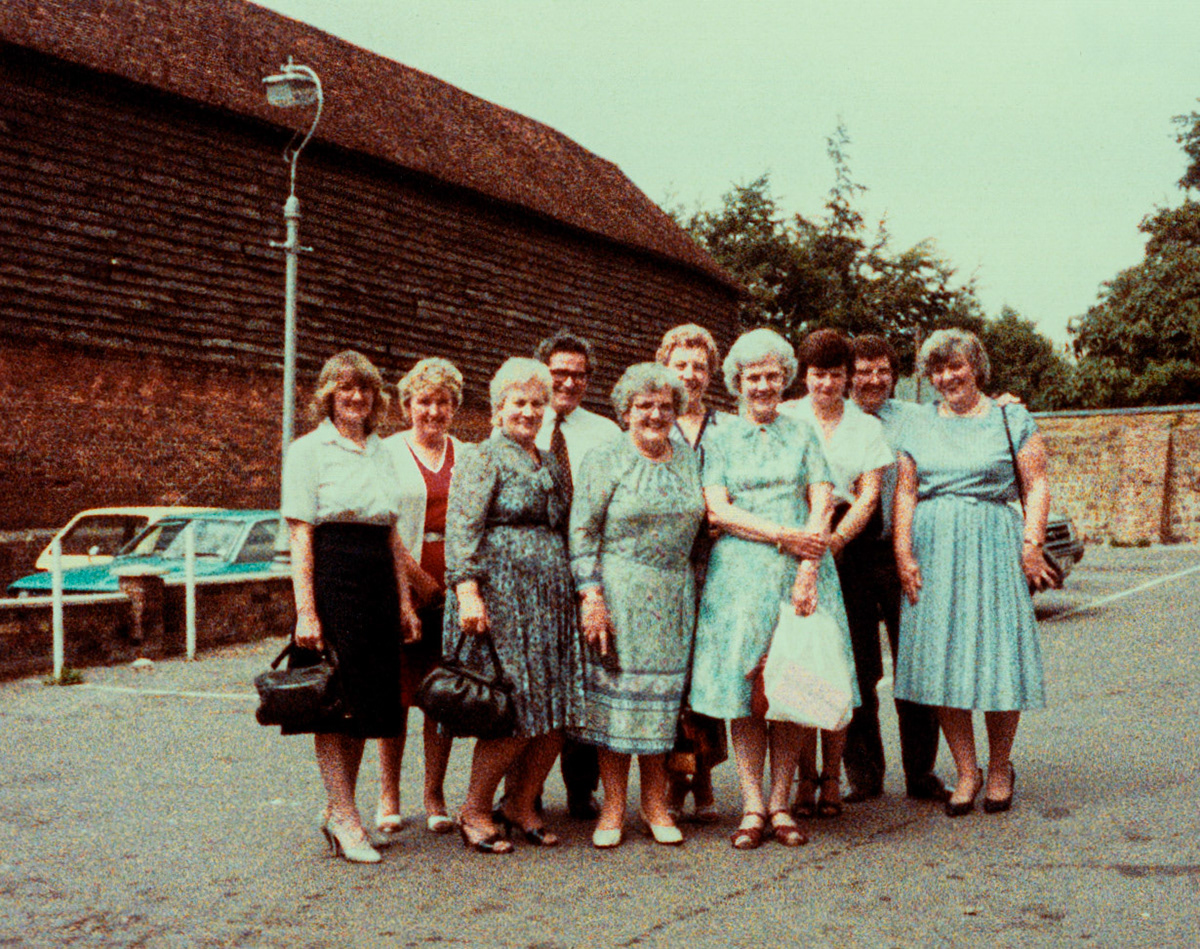 1984 Abbots Langley, Watford and St Albans office ladies including John Simmonett and John Paintain-luncheon (Courtesy Beryl Purslove)