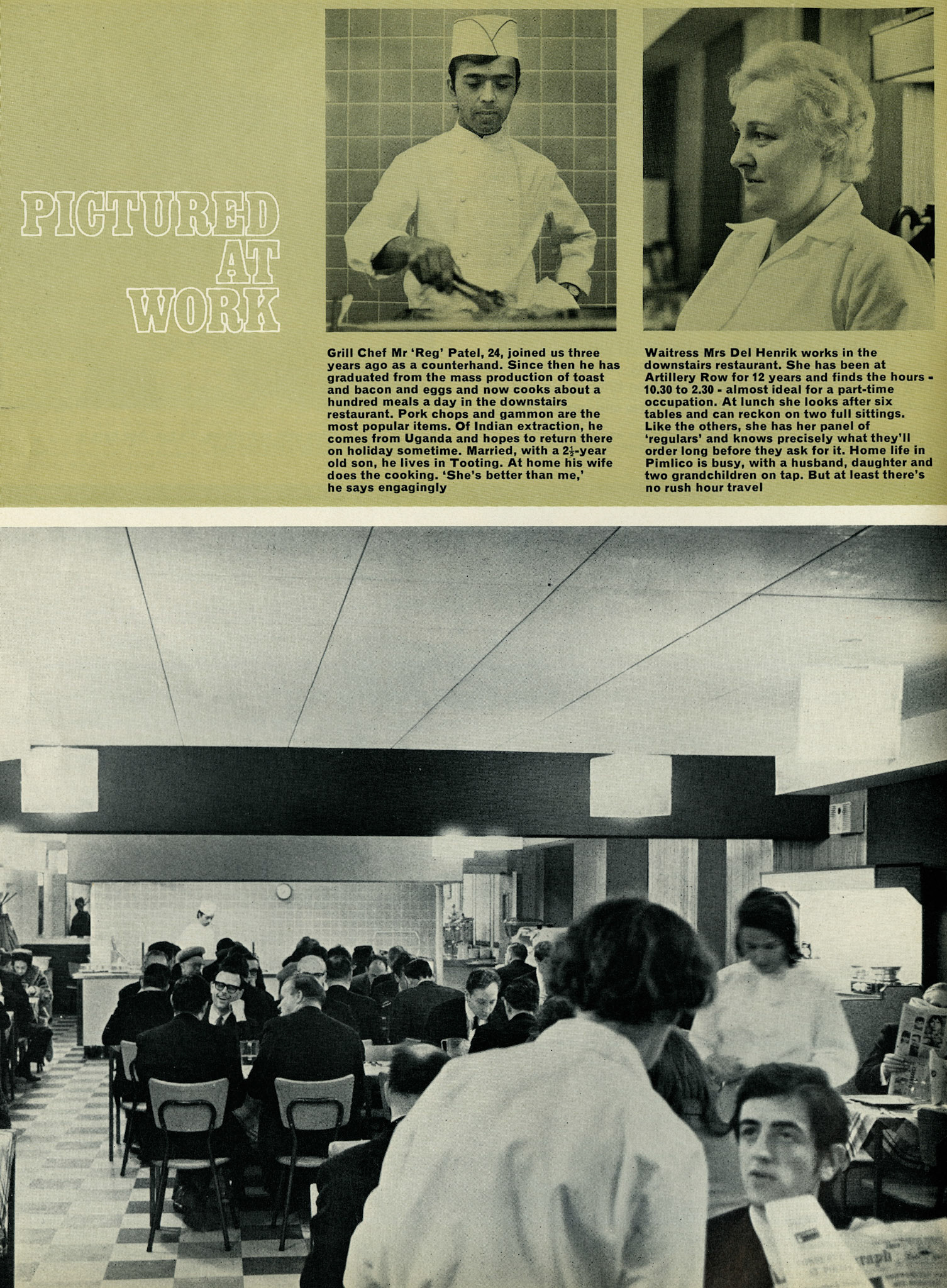 1967 Artillery Row Restaurant between Victoria and Westminster in Central London