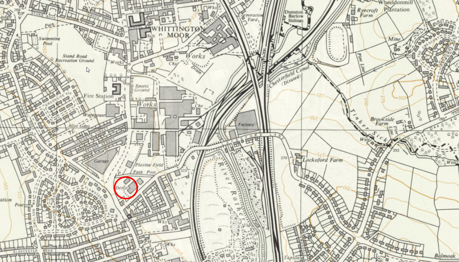 1968 Lockoford Lane, Chesterfield (Courtesy National Library of Scotland)