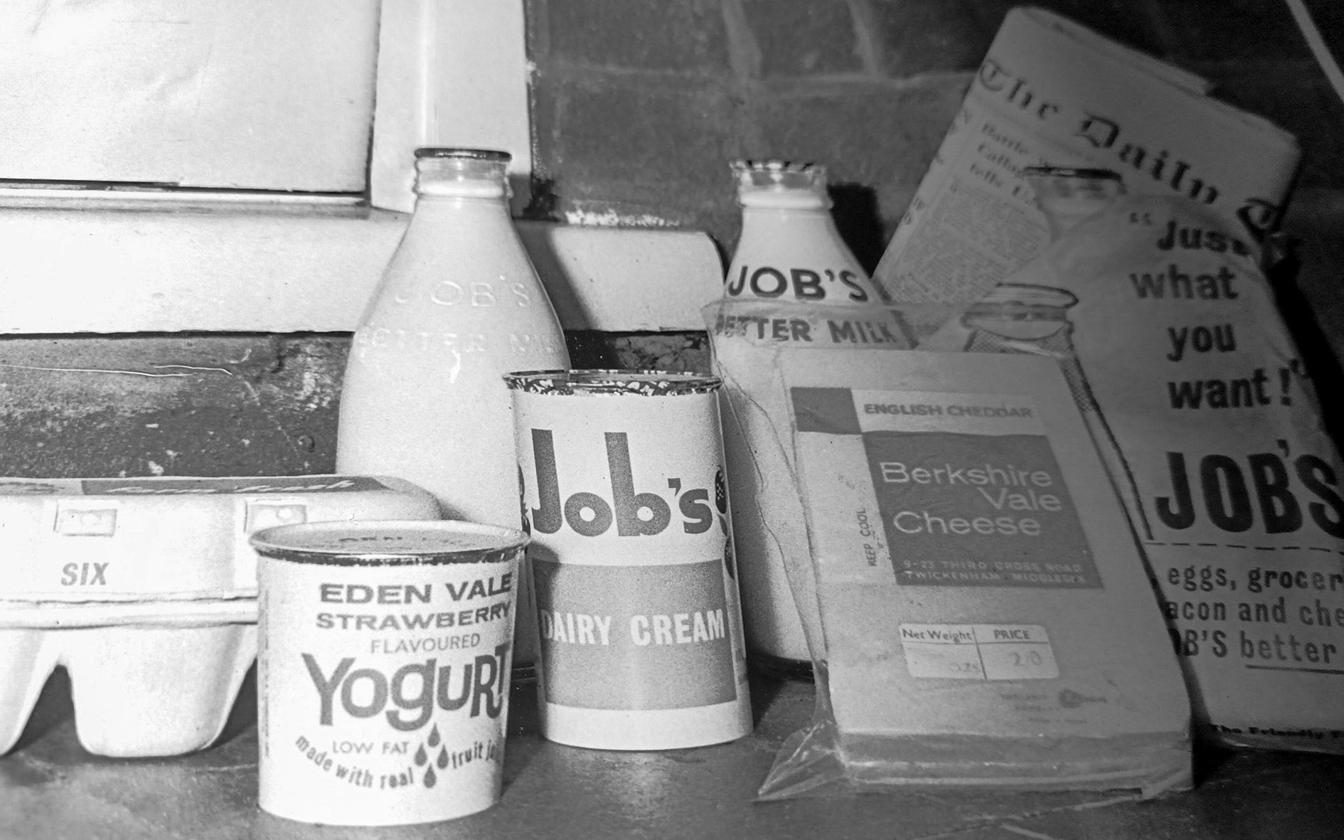 1980's? Job's Dairy products including Eden Vale and Job's Berkshire Vale Cheese label. Yogurt (Courtesy Stuart Watkins)