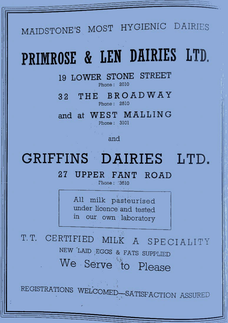 1949 Primrose and Len Dairy Advertisement. (Courtesy Paul Caney)