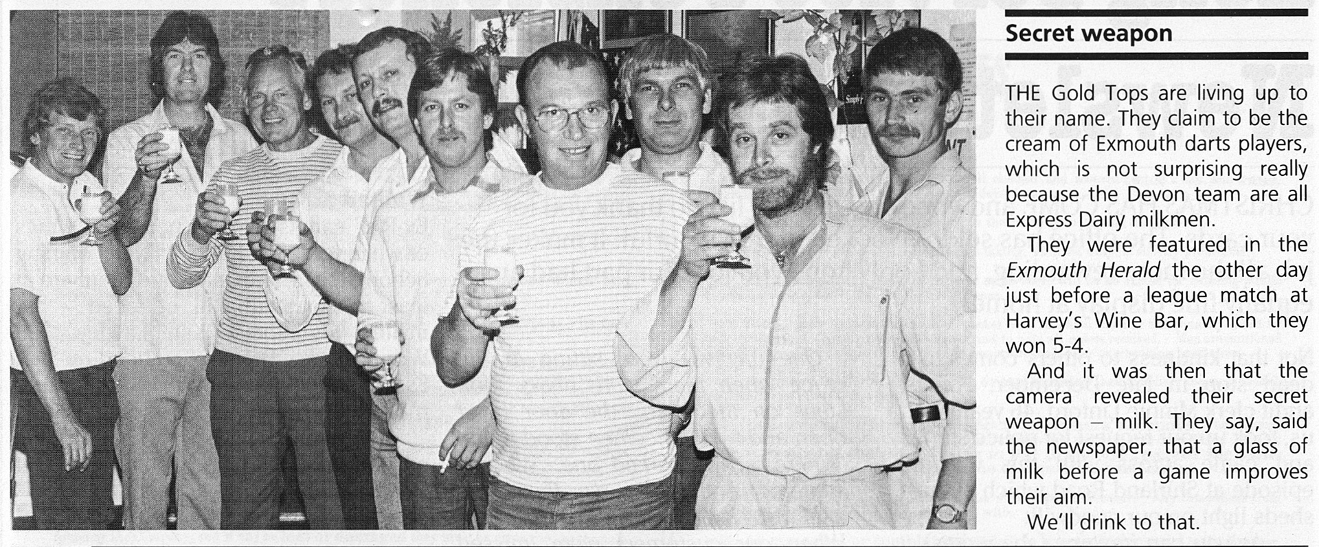 1987 Exmouth milkmen darts success