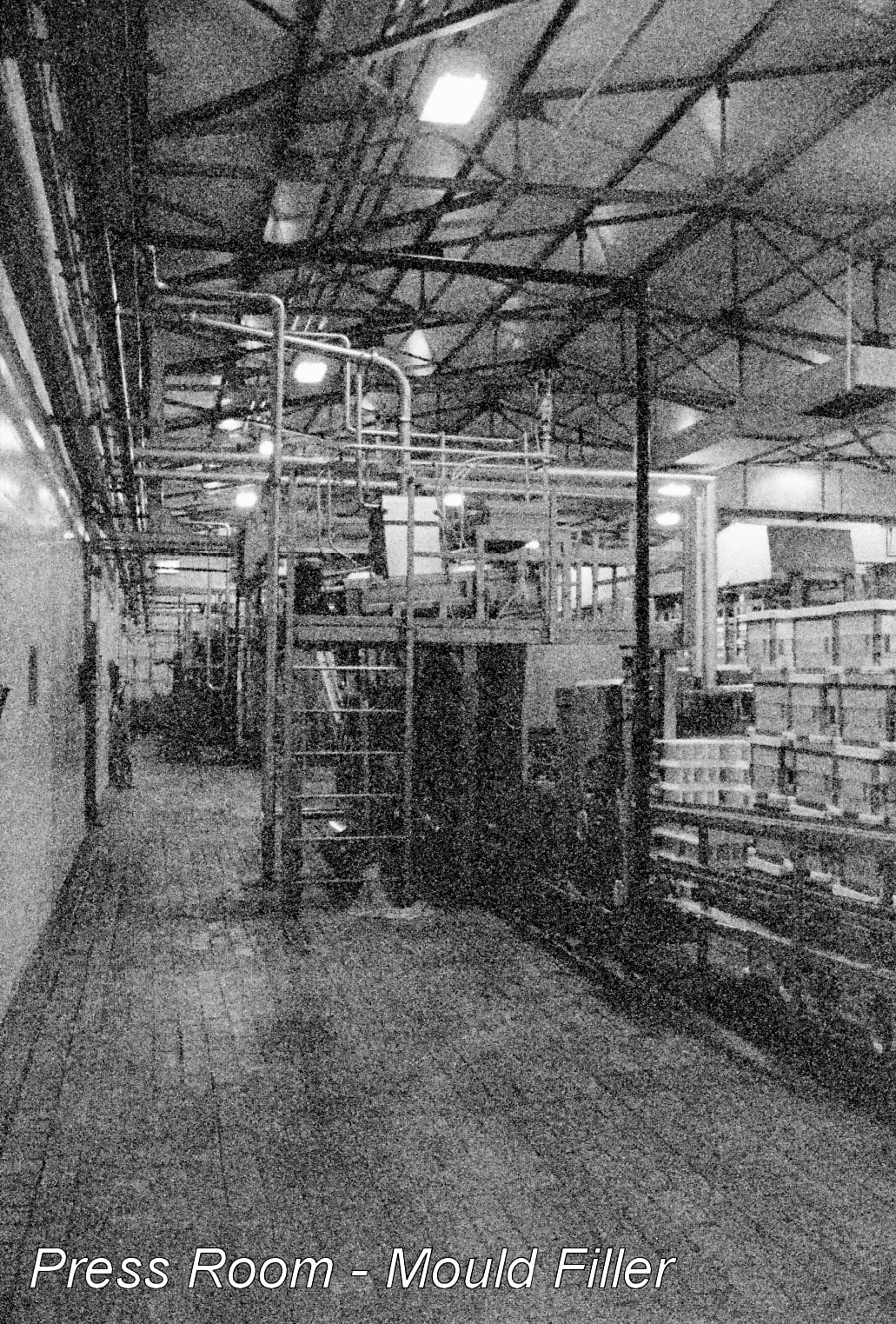 1990's Ruyton Creamery plant - Press Room and Mould Filler, taken by Stephen Graves who worked in the Maintenance Department. (Courtesy Stephen Graves, Ruyton Revisited FB Group)