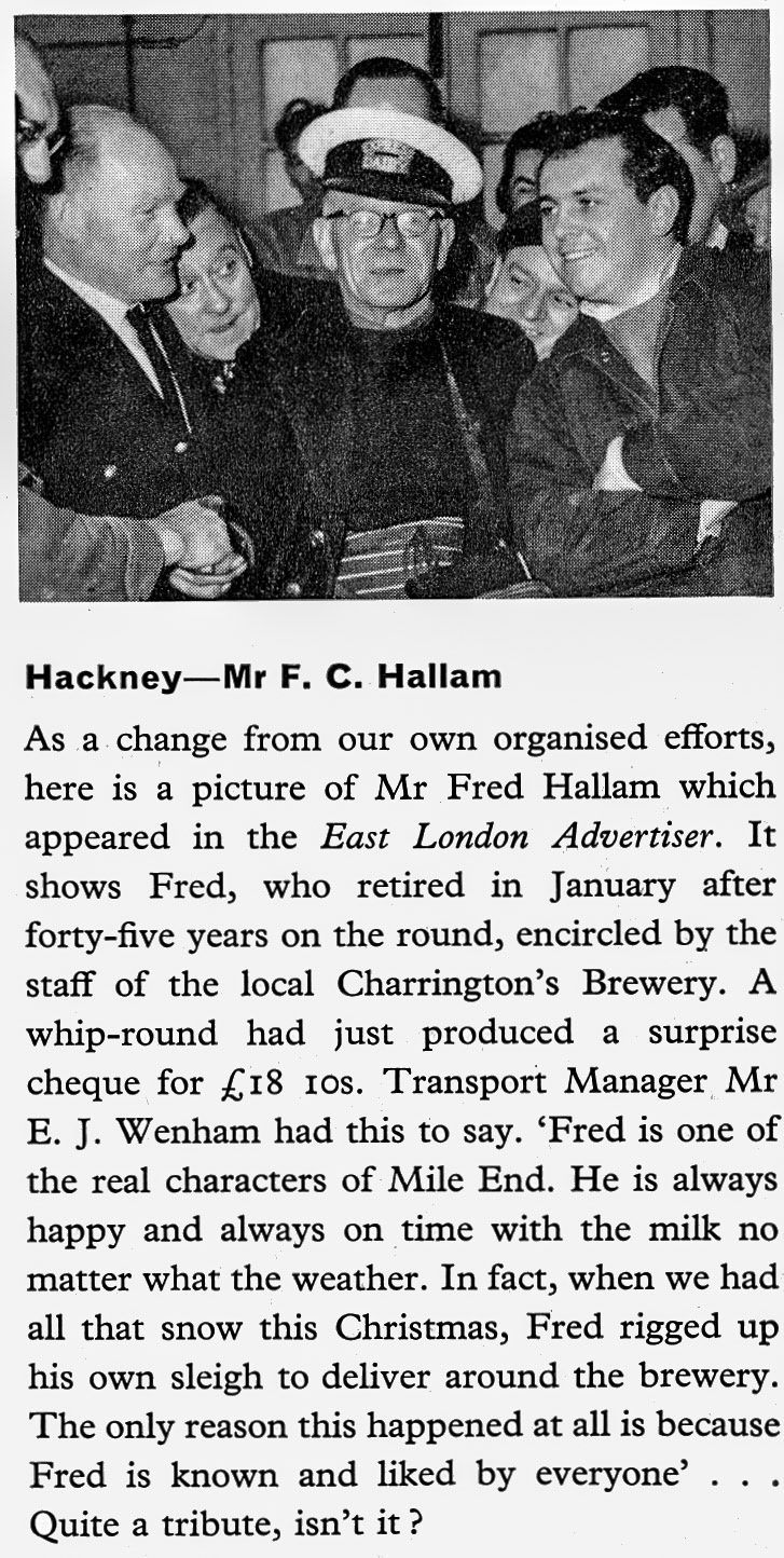 1962 Fred Hallam retires from Hackney Depot after 45 years.  (Express News Spring)