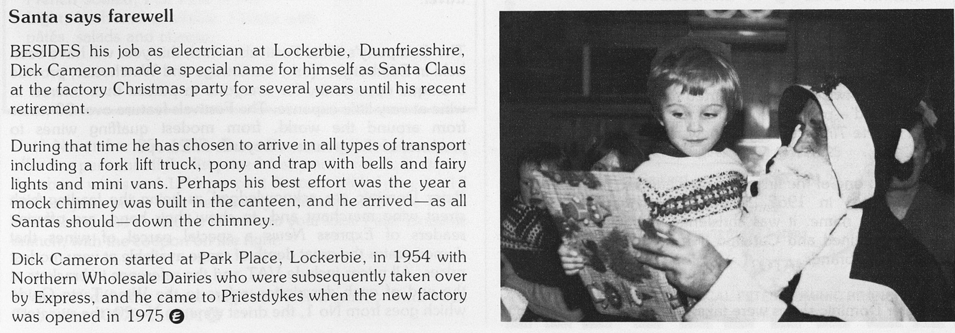 1983 Dick Cameron is Santa at the factory Christmas Party.