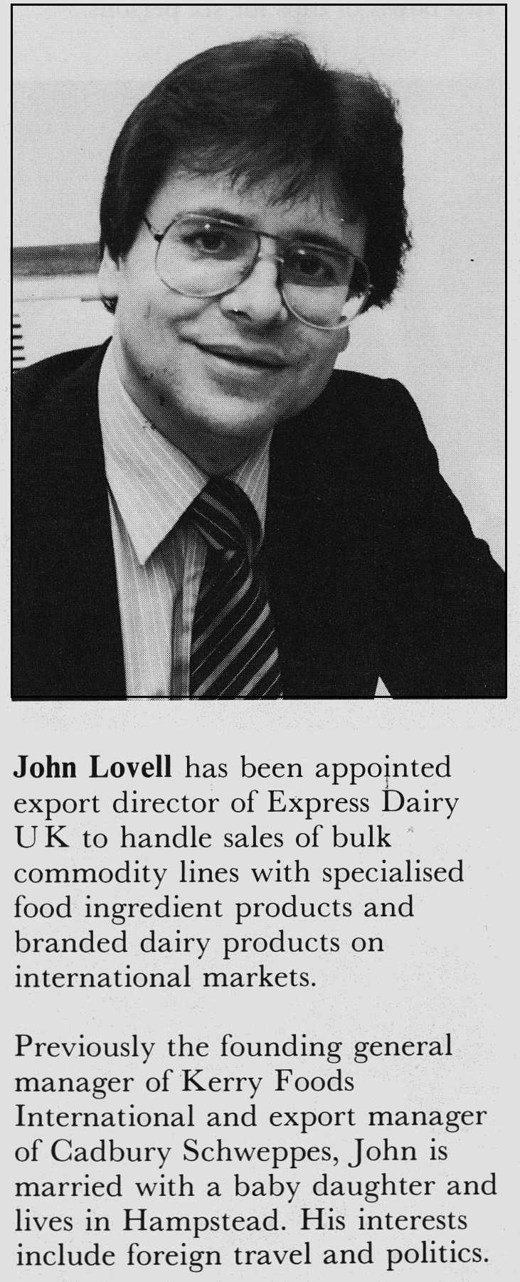 1982 John Lovell appointed Express UK Export Director. (Express News April)