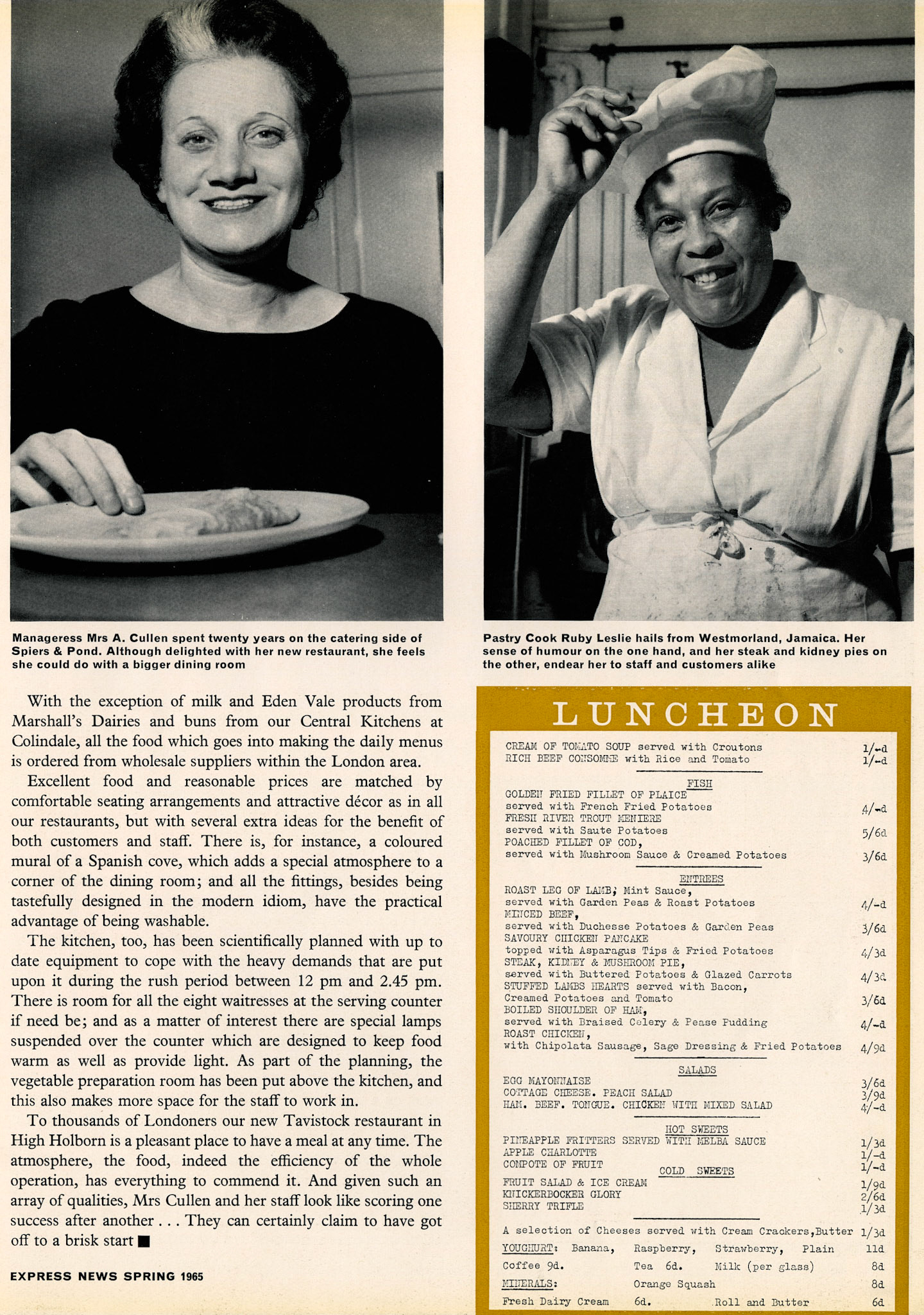 1965 Tavistock Restaurant in High Holborn, Central London