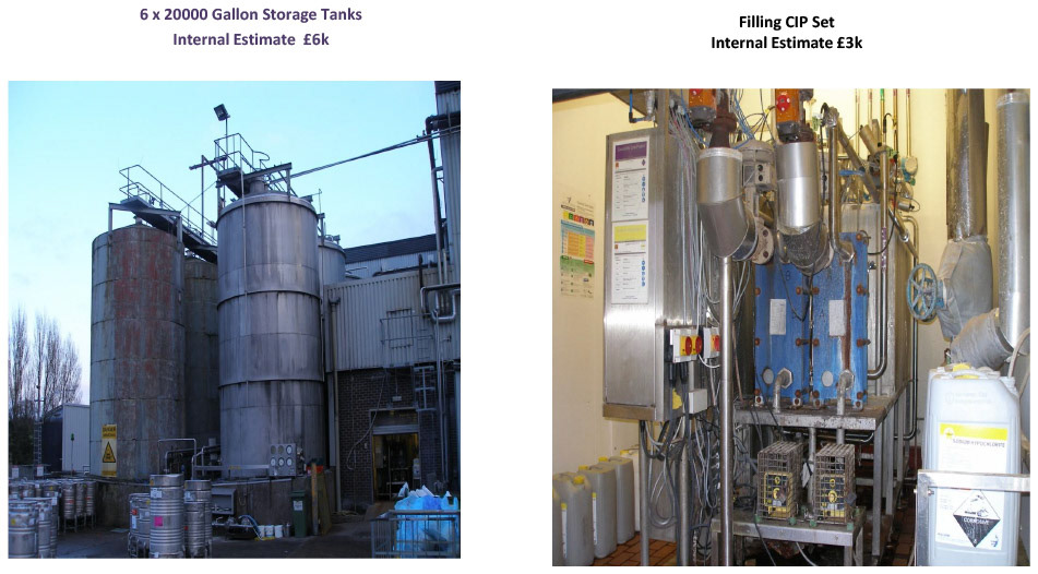 2012 Minsterley: Site Service and Storage Equipment-20,000 Gallon Storage Tanks and CIP Set  (Greencore Asset Sale on purchase by Muller, Courtesy Paul Bloor)