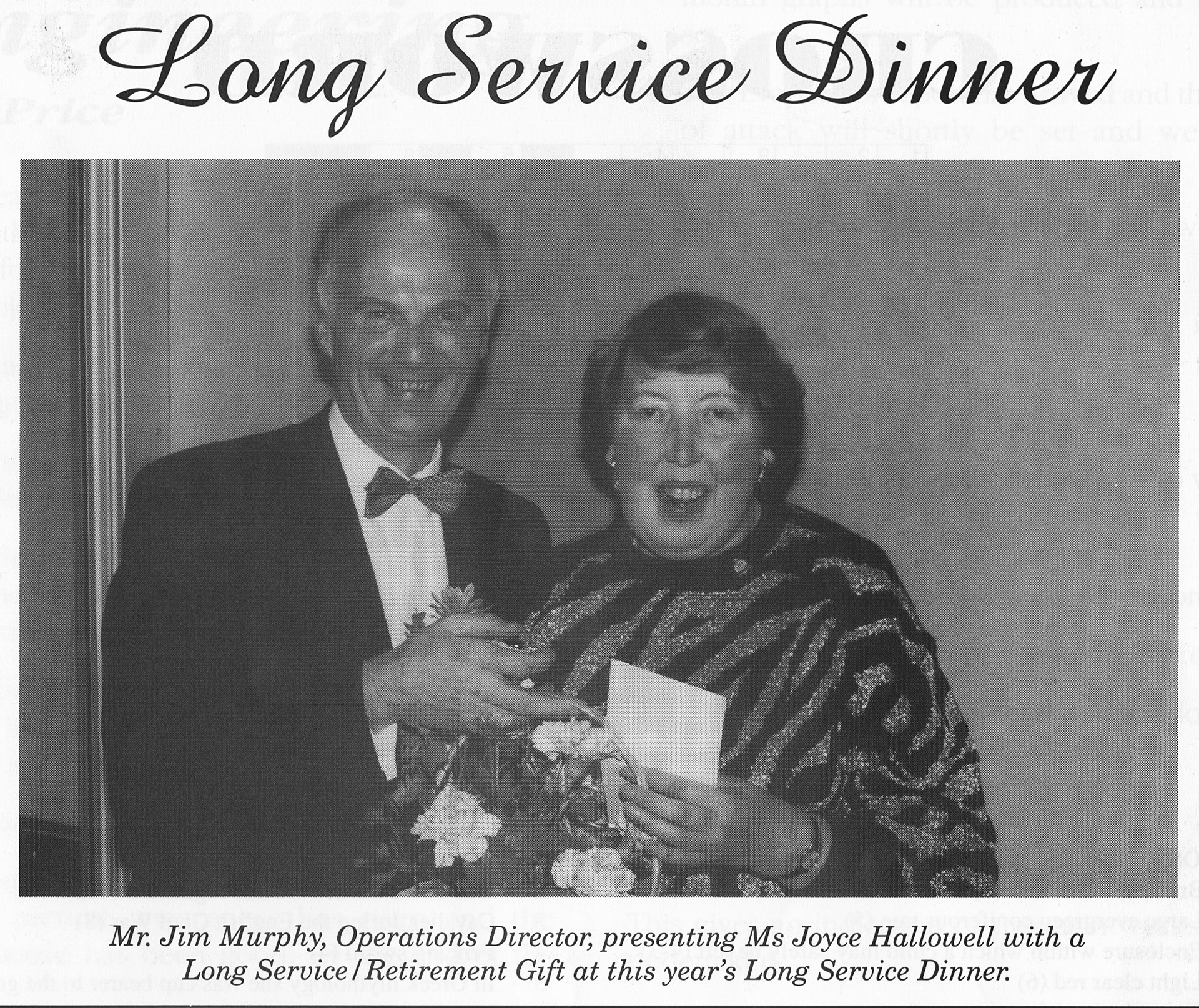 1994 March Ms Joyce Hallowell retires after 45 years-Appleby News (Courtesy Alan Mandle)