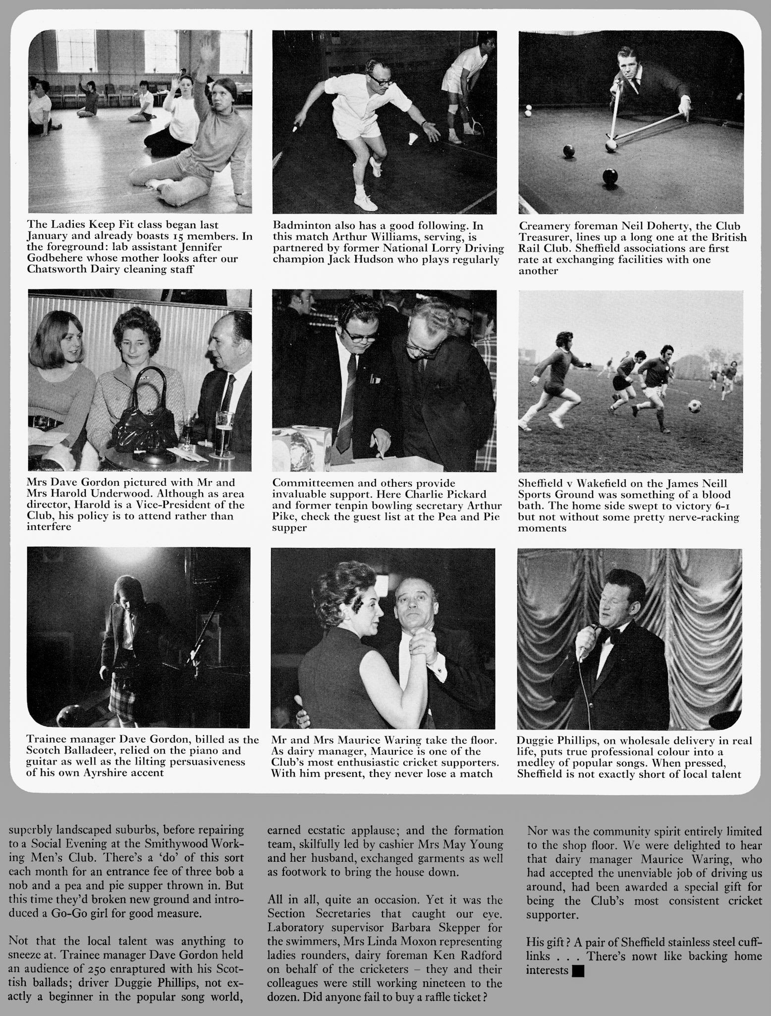 1971 Broadfield Road, Sheffield Sports and Social Club activities and personalities. (Express News Summer)