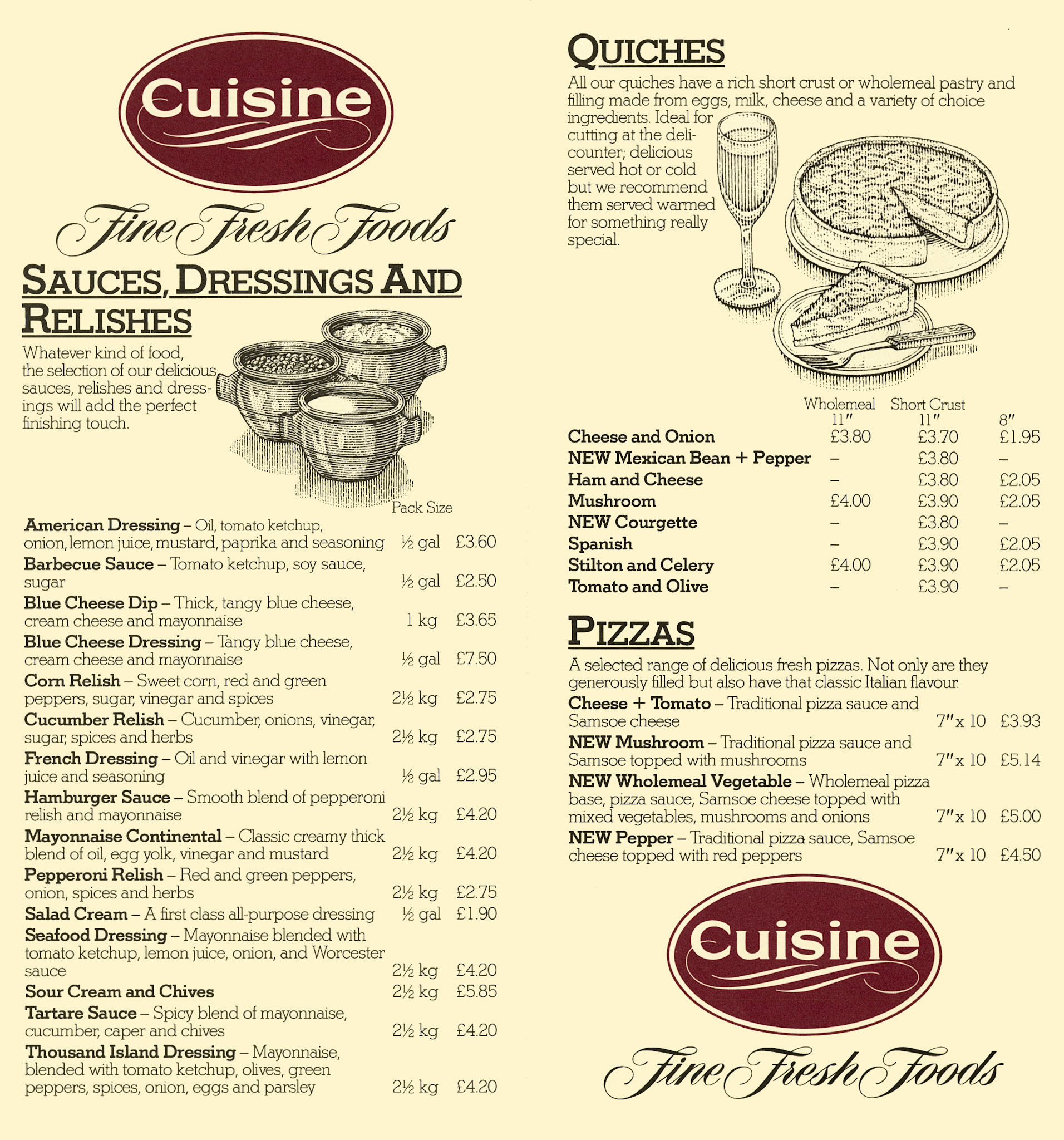 1982 Cuisine Price List (9th August) incorporating Littleglade and Norfolk Smokehouses (Courtesy John Southwell)