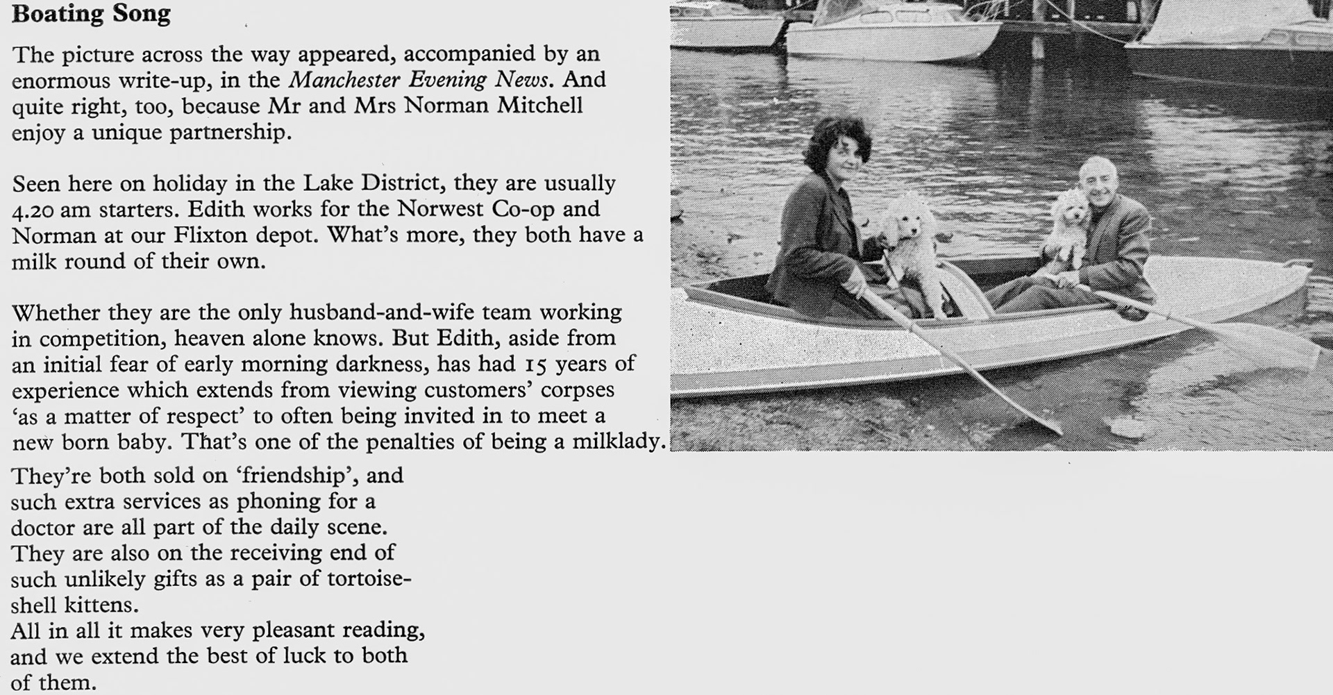 1975 Norman Mitchell from Flixton Depot and his wife who also has a milk round at Norwest Co-op. (Express News Summer)