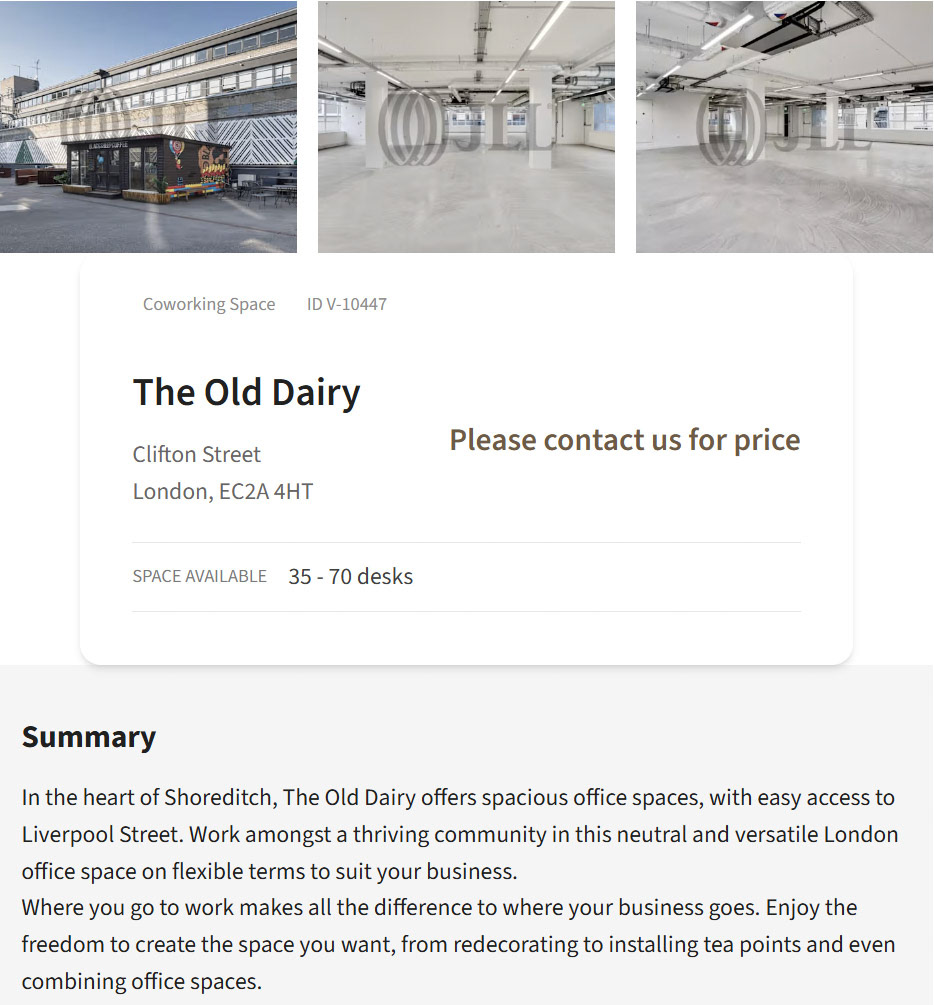 2025 Bishopsgate Depot now listed as coworking office space (Courtesy loopnet.co.uk)