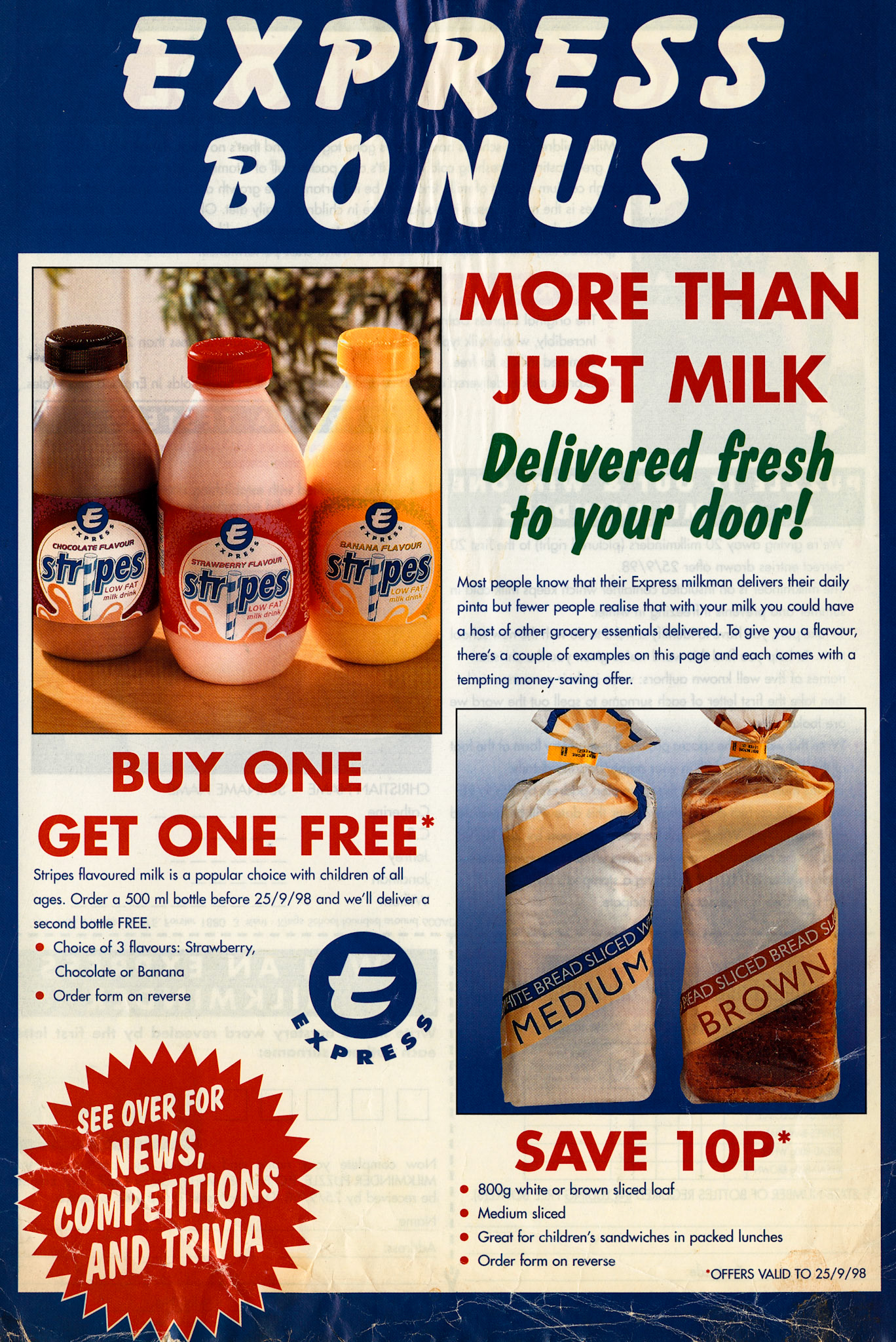 1998 Milk Sales Promotion Leaflet (Courtesy Michael Aldread)