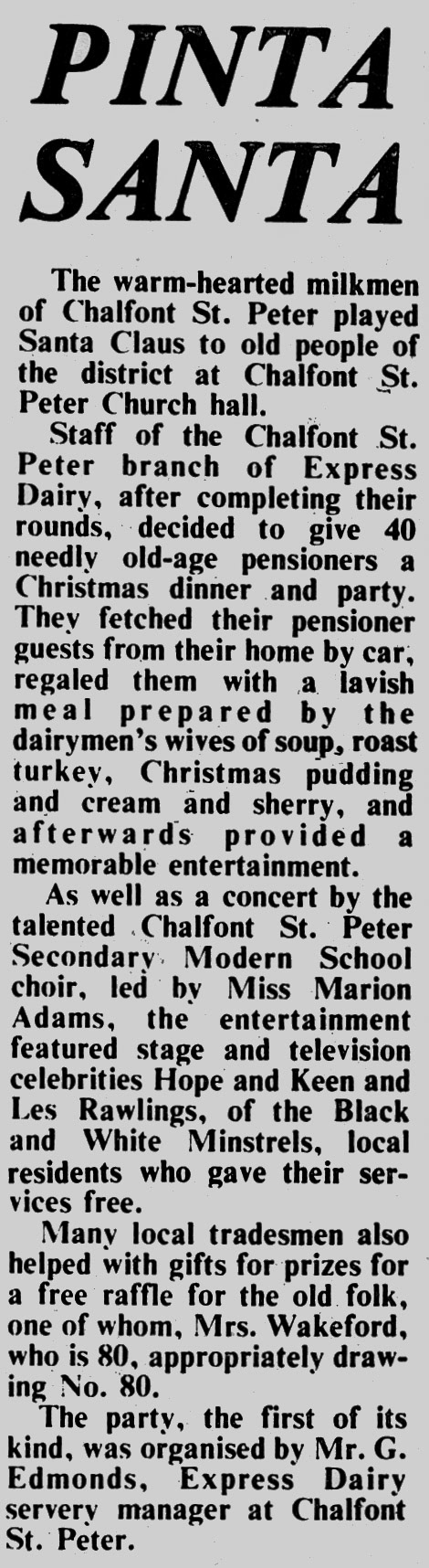1974 Chalfont staff held a Christmas dinner for local pensioners. (Express News Spring)