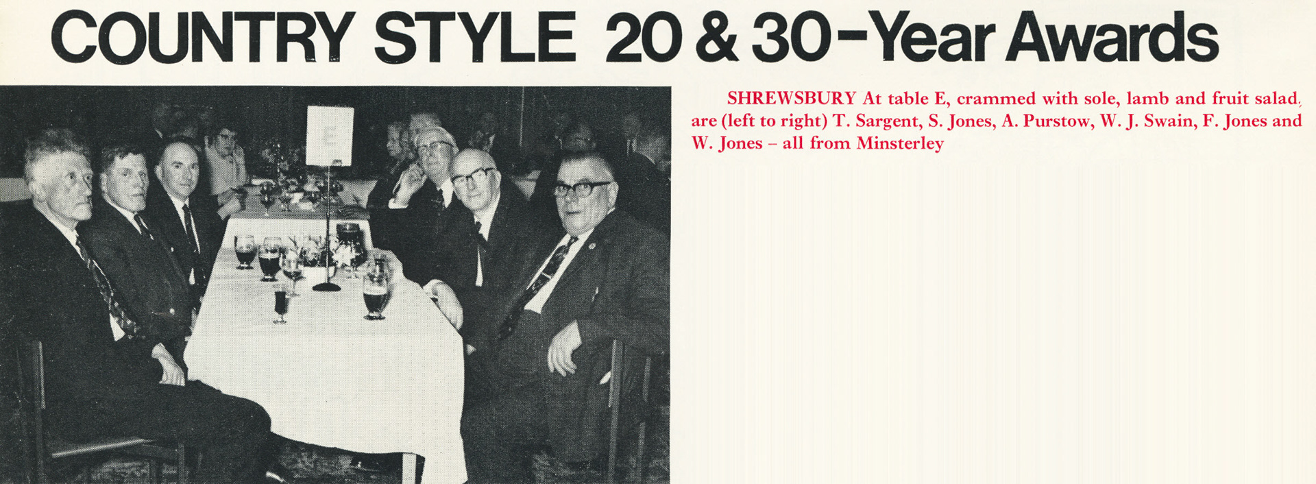 1969 - Long Service Dinner with Minsterley staff, at Shrewsbury